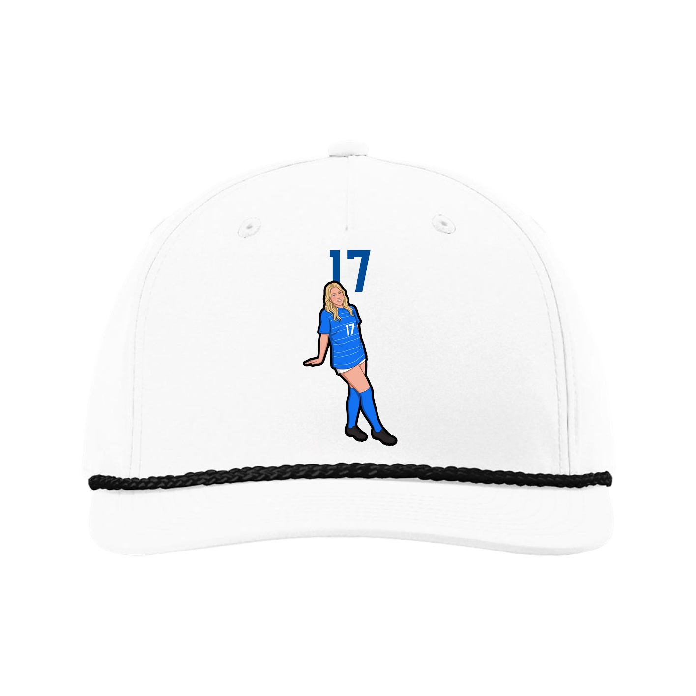 Five-Panel Classic Rope Cap — Number Top in White