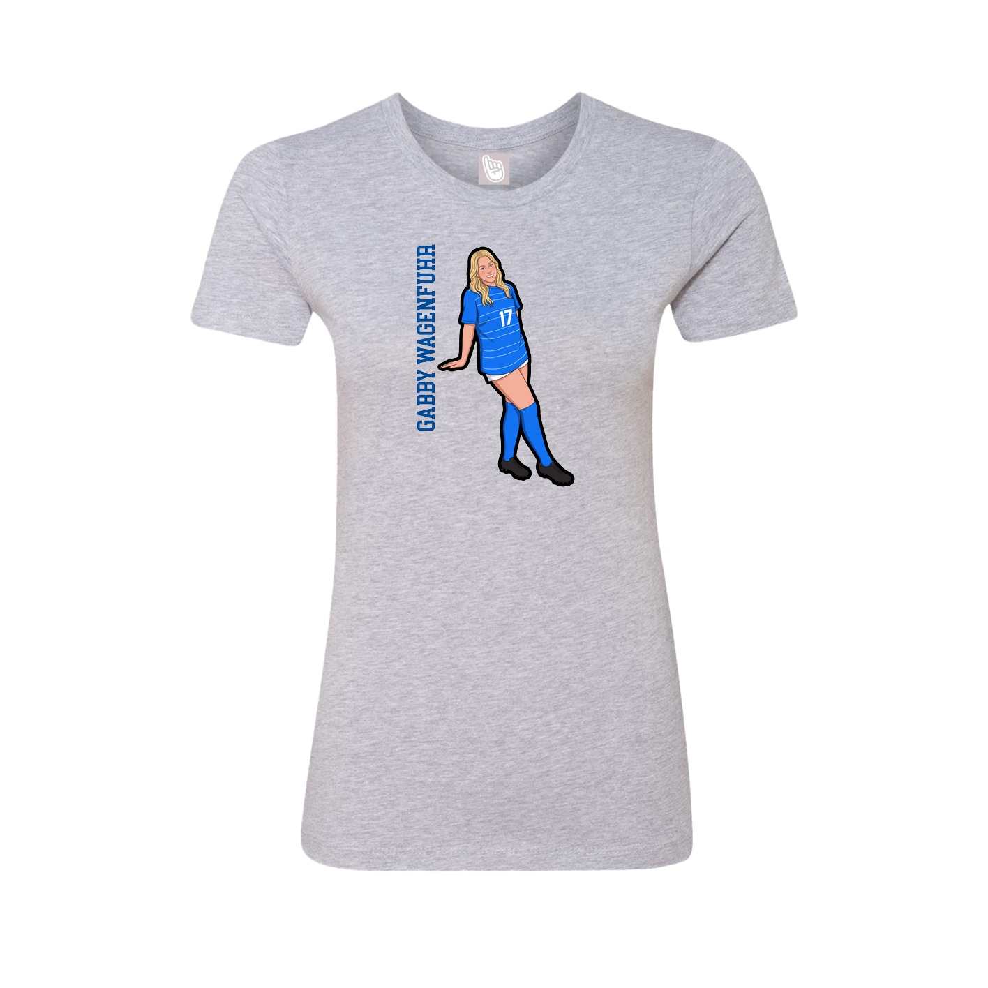 Fitted Women's Tee — Name Vertical in Grey