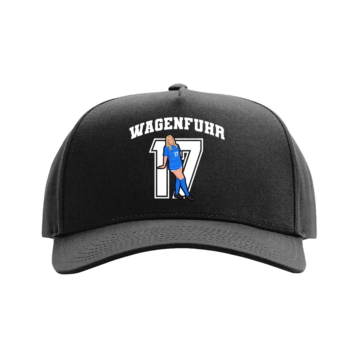 Full Fabric Five-Panel Champ Cap — Number in Black