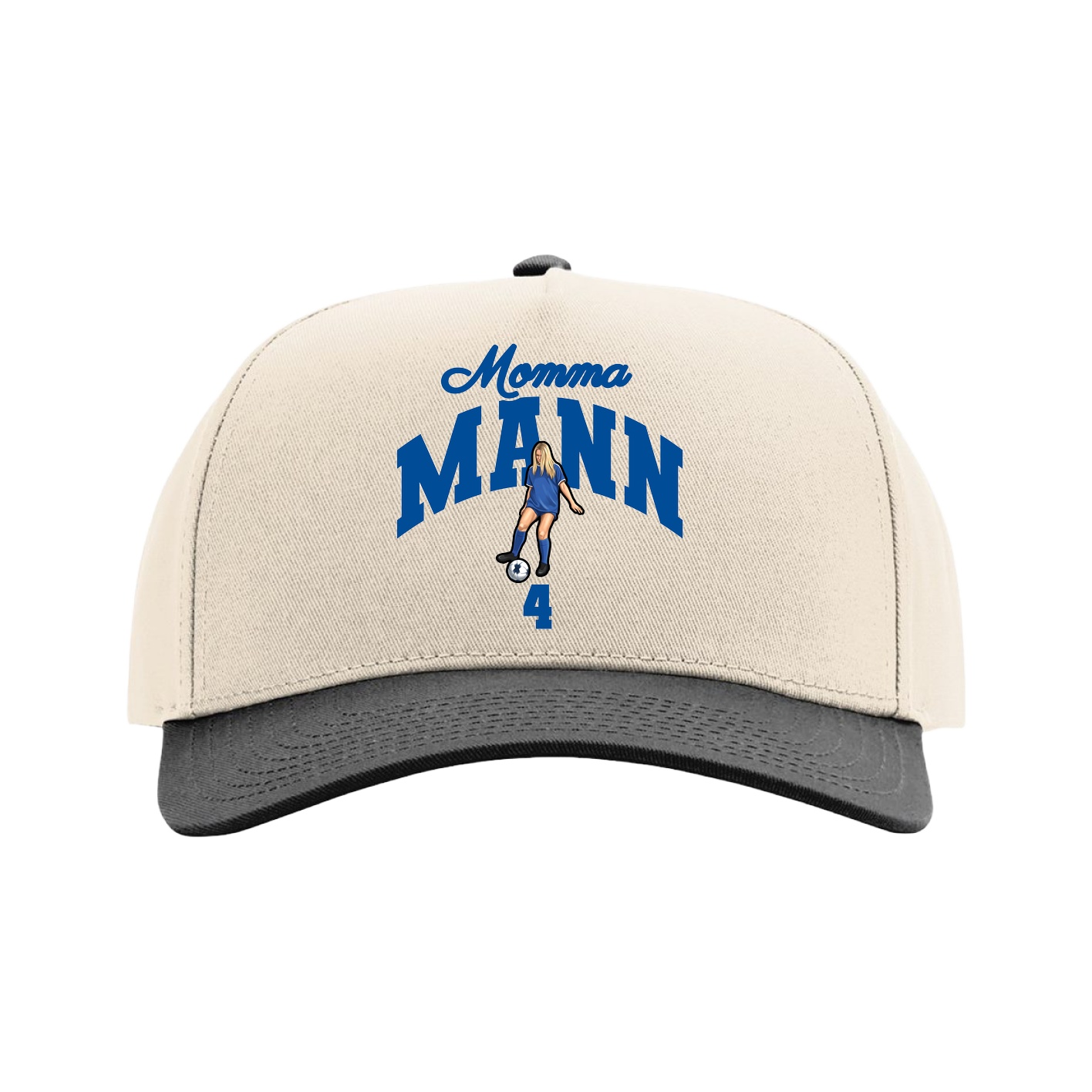 Full Fabric Five-Panel Champ Cap — Mothers Day Arch in Cream/Black