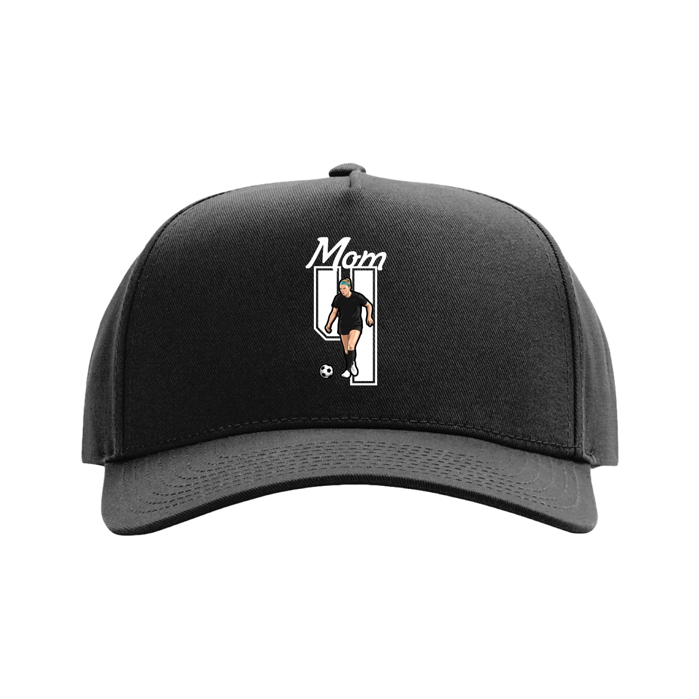 Full Fabric Five-Panel Champ Cap — Mothers Day Shirsey in Black