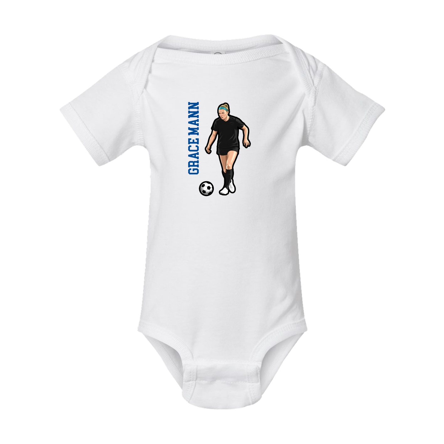 Baby Onesie — Name Vertical in White
