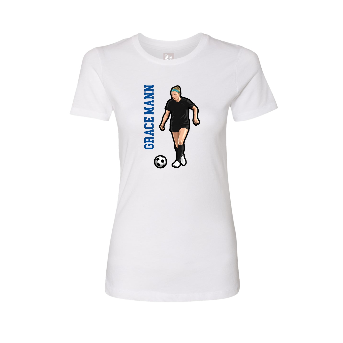 Fitted Women's Tee — Name Vertical in White