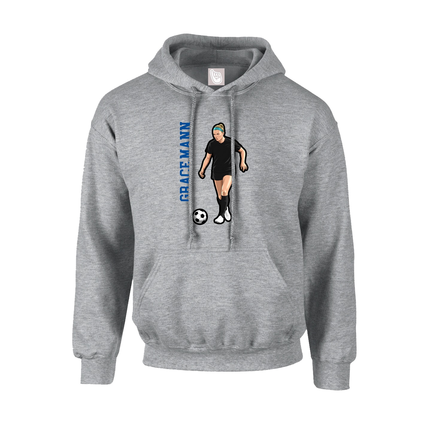 Hoodie — Name Vertical in Grey