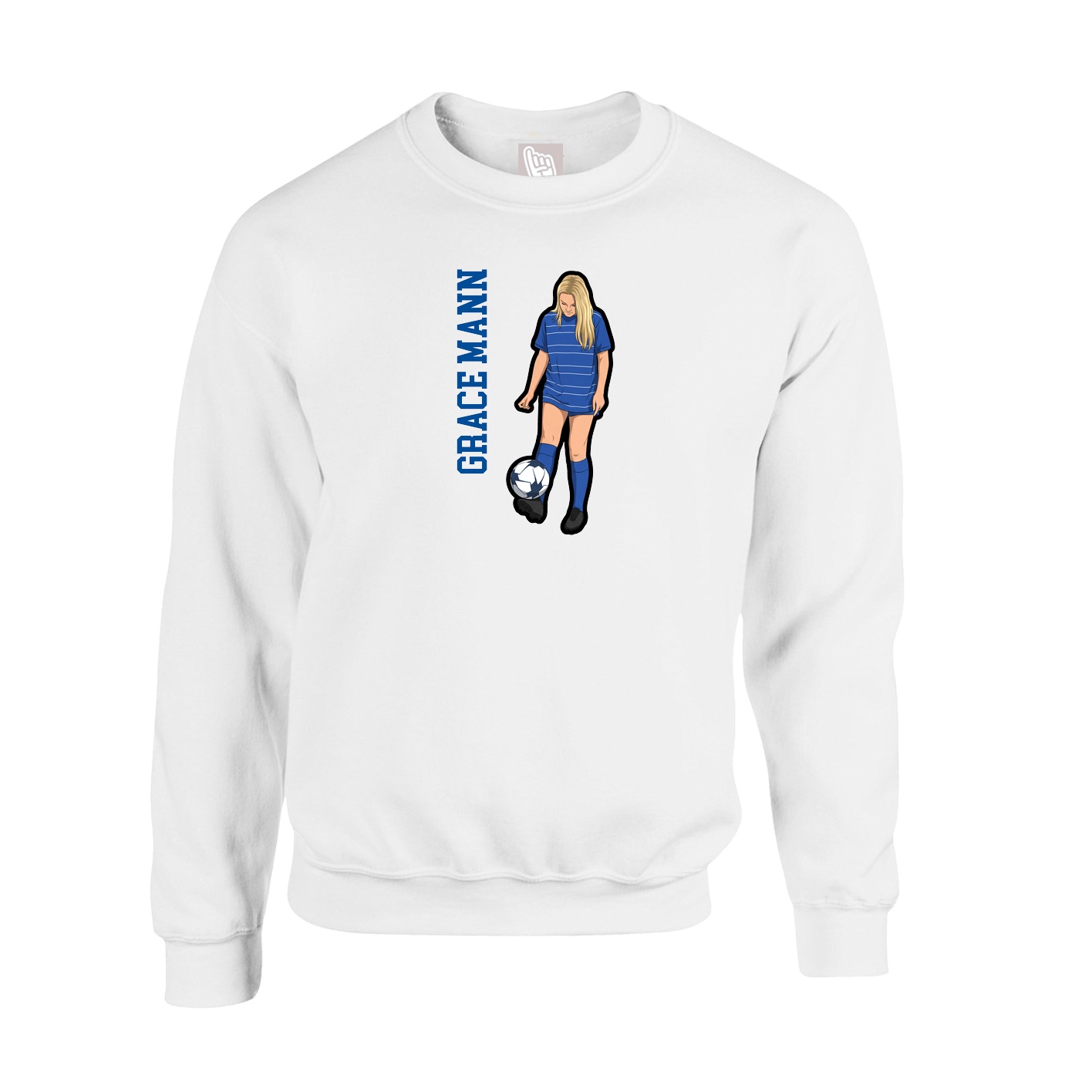 Fleece Crew — Name Vertical in White
