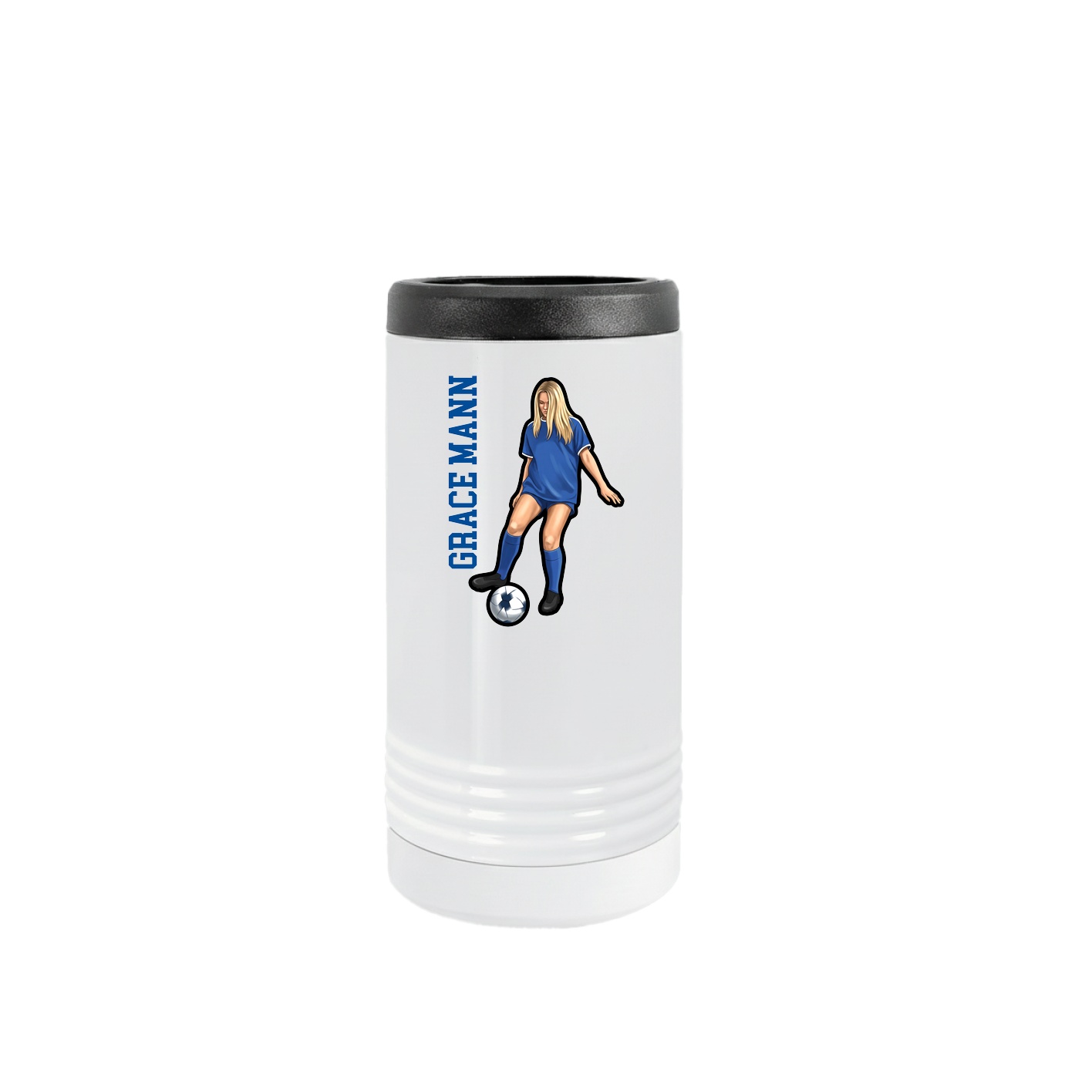 Slim Beverage Holder — Name Vertical in White