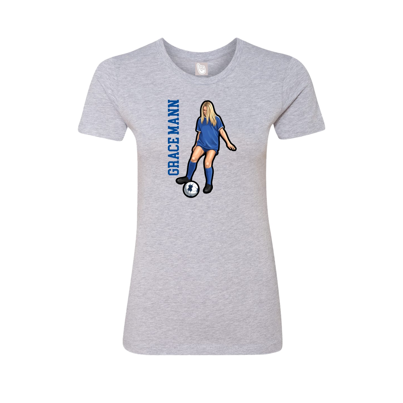 Fitted Women's Tee — Name Vertical in Grey
