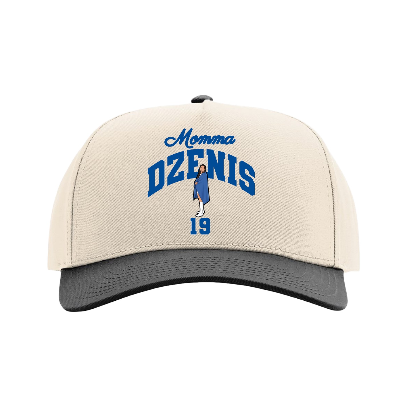Full Fabric Five-Panel Champ Cap — Mothers Day Arch in Cream/Black