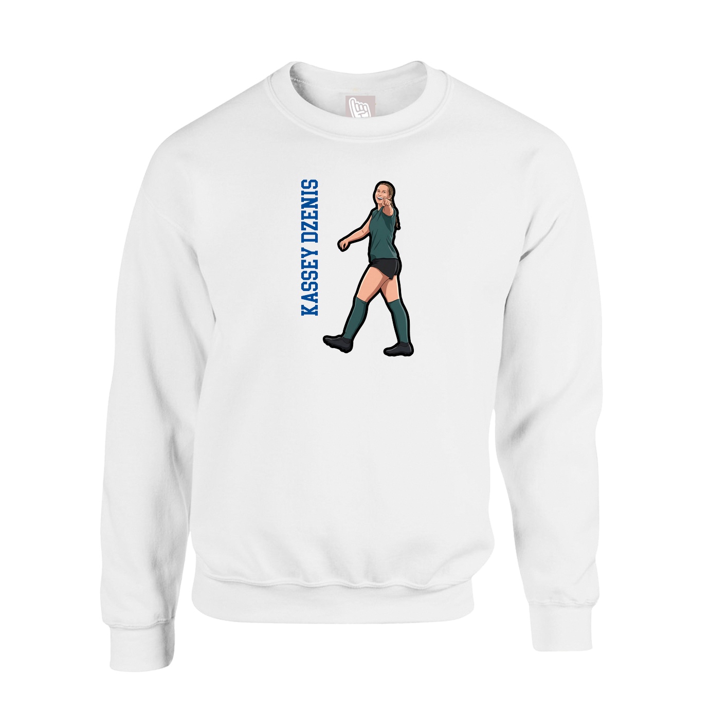 Fleece Crew — Name Vertical in White