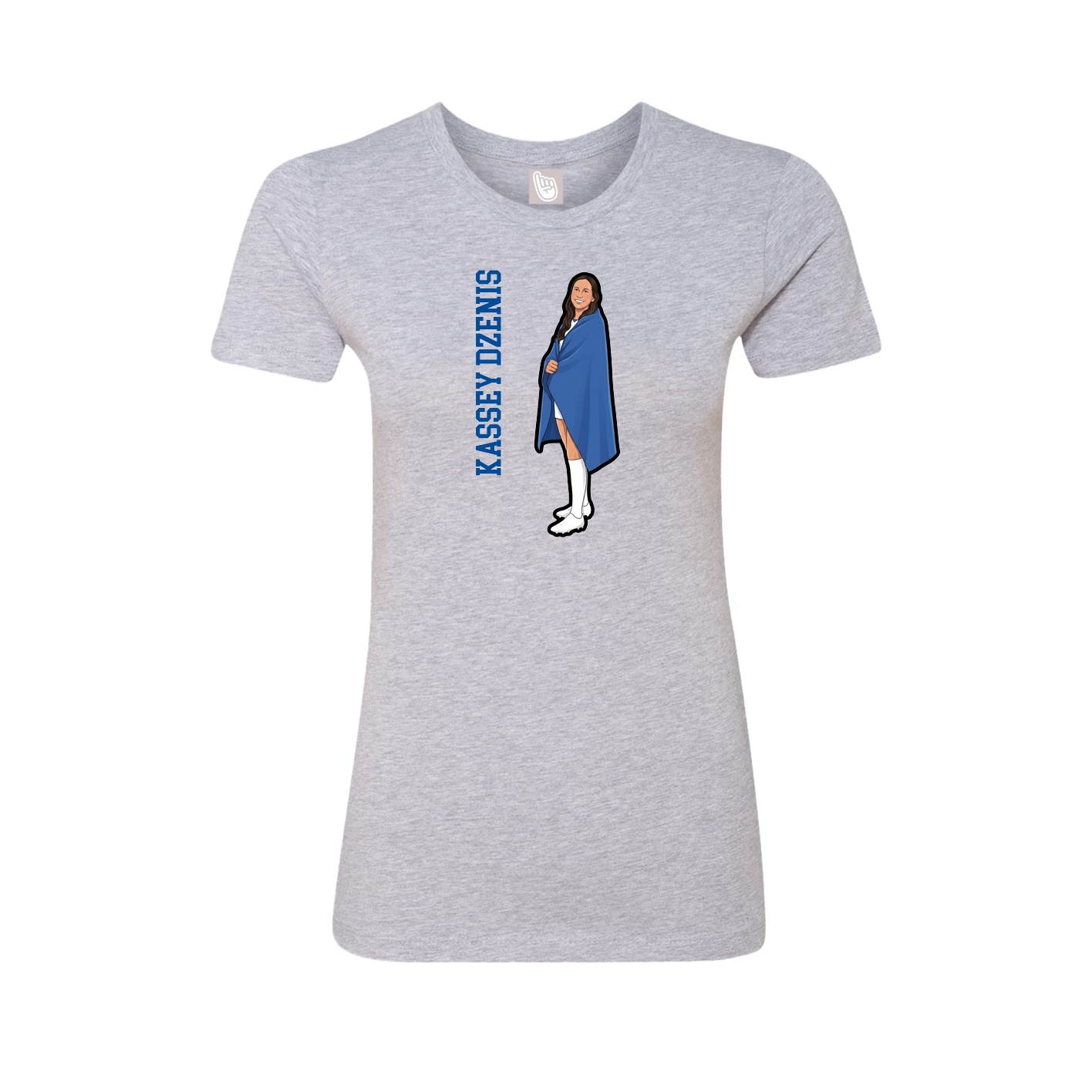 Fitted Women's Tee — Name Vertical in Grey