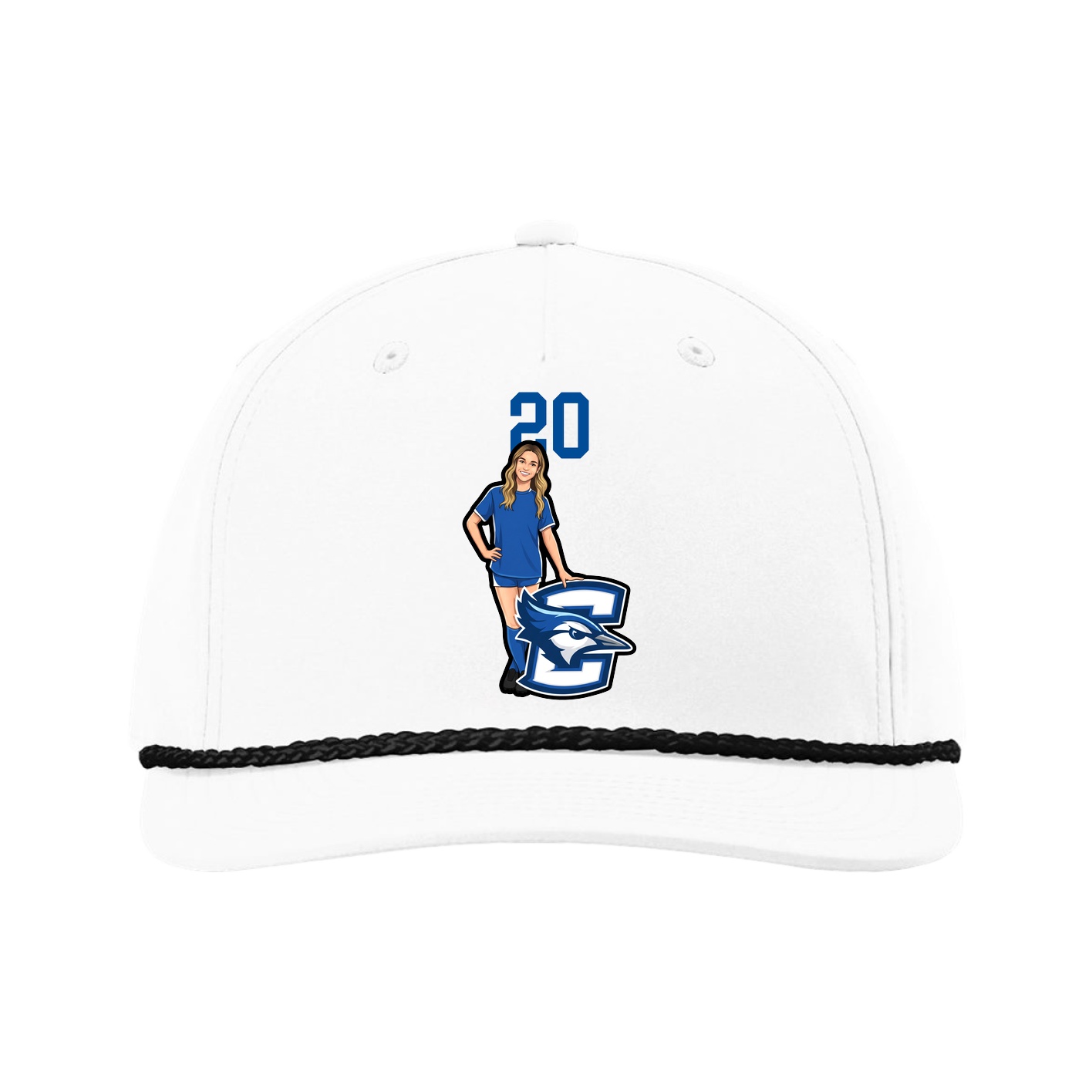 Five-Panel Classic Rope Cap — Number Top in White