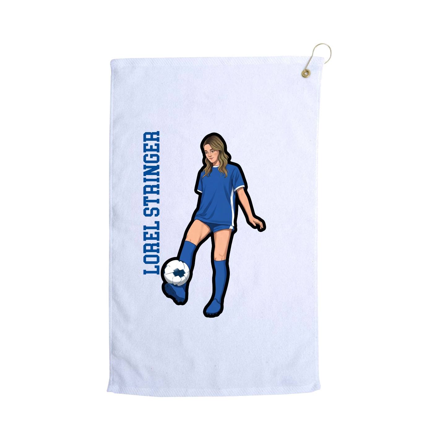 Golf Towel — Name Vertical in White