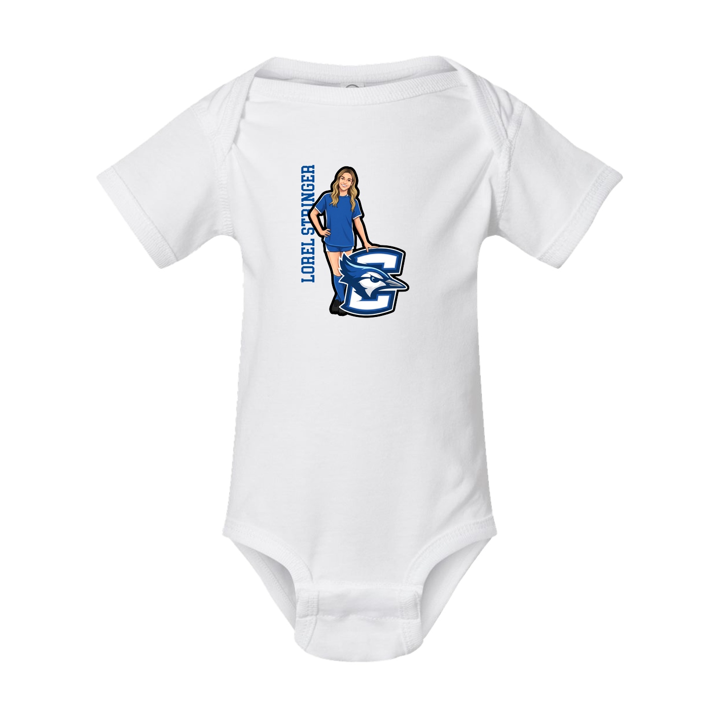 Baby Onesie — Name Vertical in White