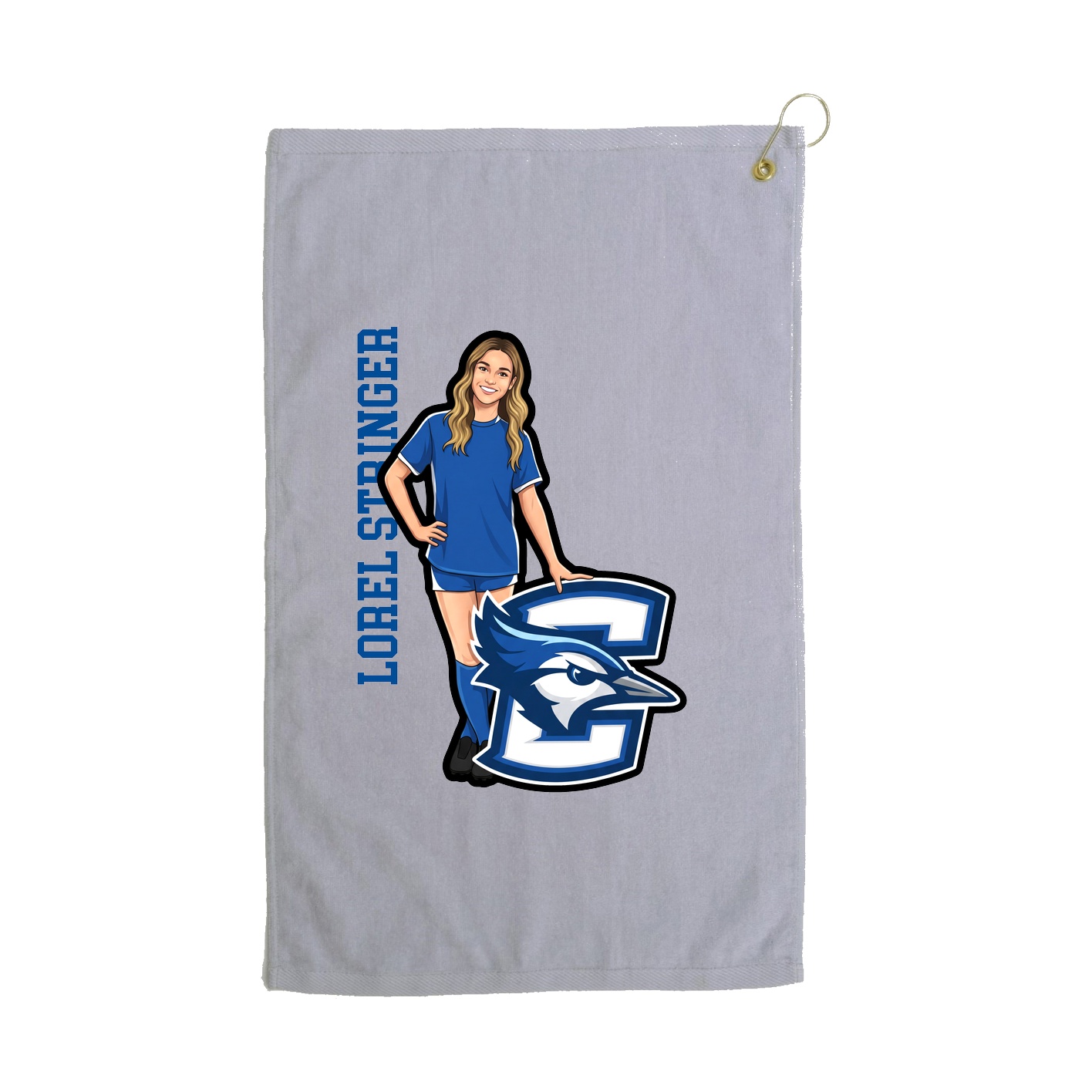 Golf Towel — Name Vertical in Grey