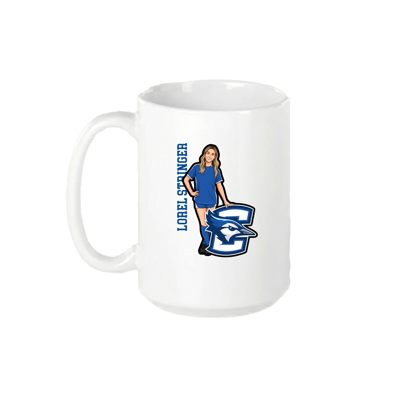 15oz Coffee Mug — Name Vertical in White