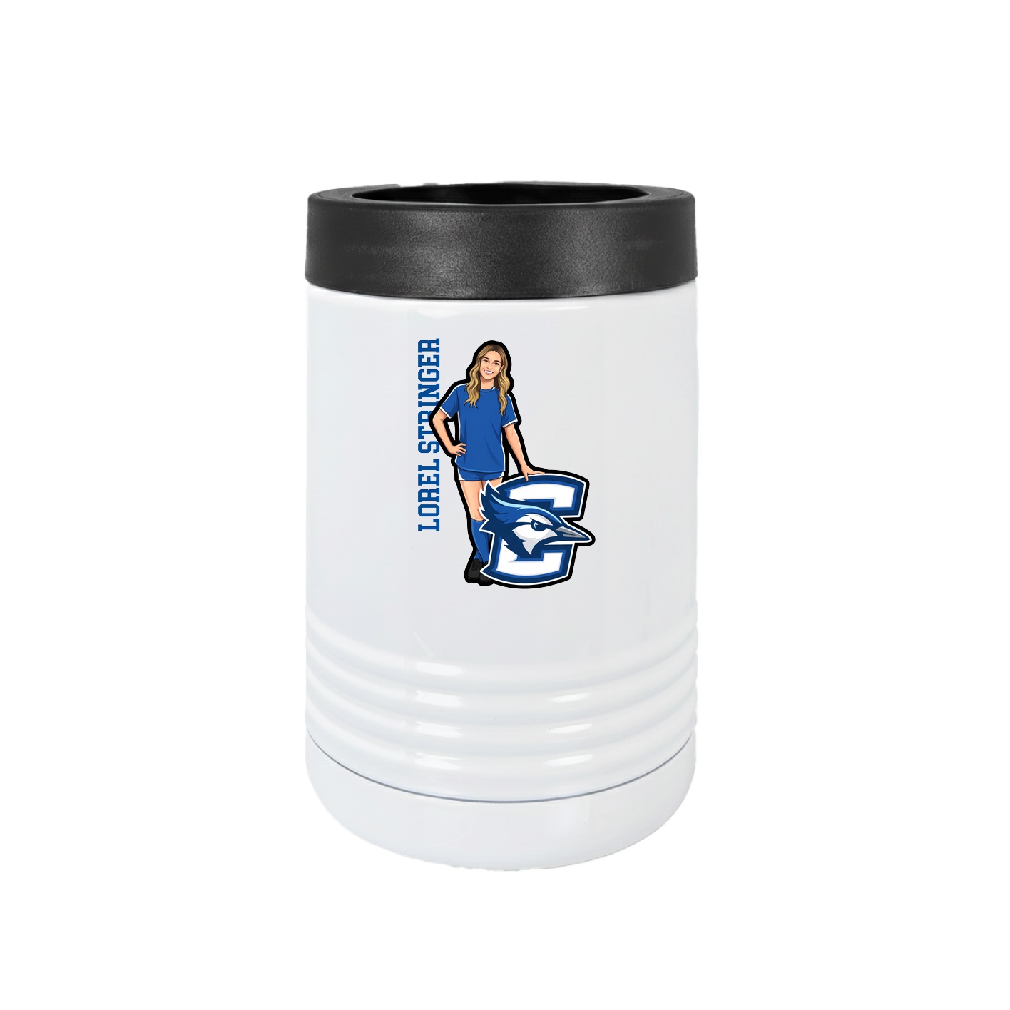 Beverage Holder — Name Vertical in White