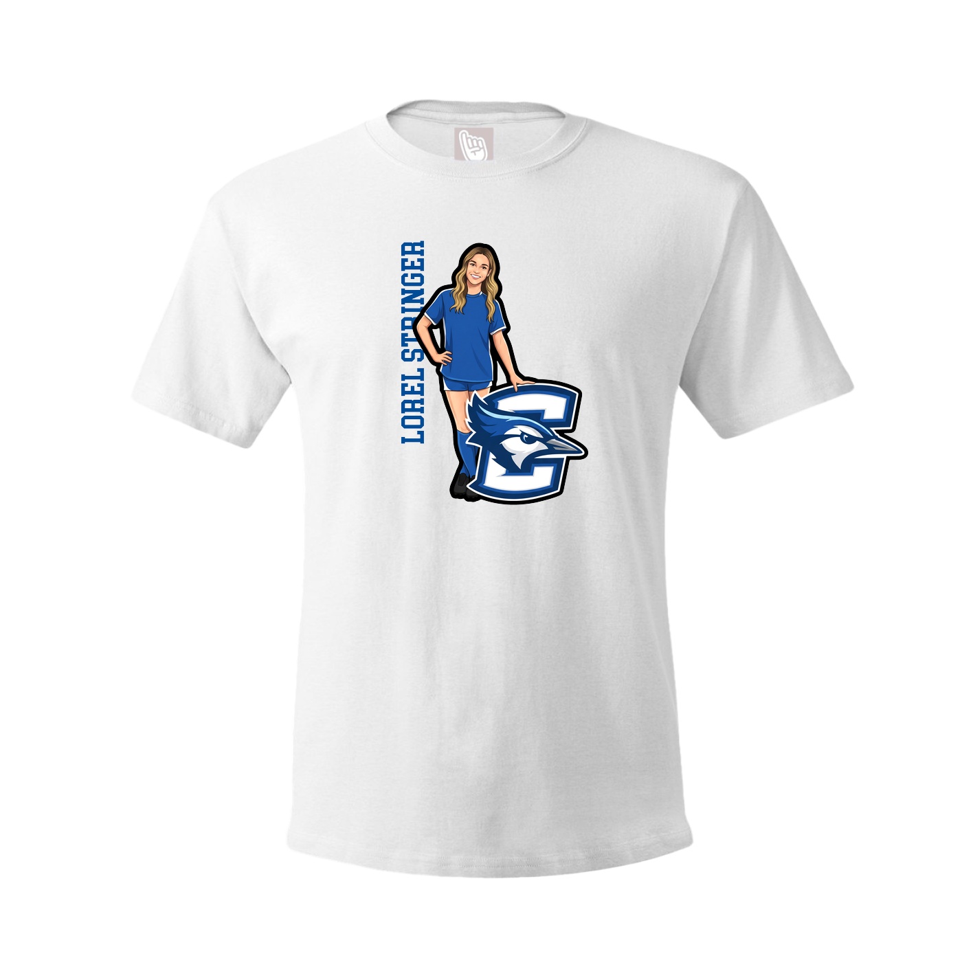 Tee — Name Vertical in White