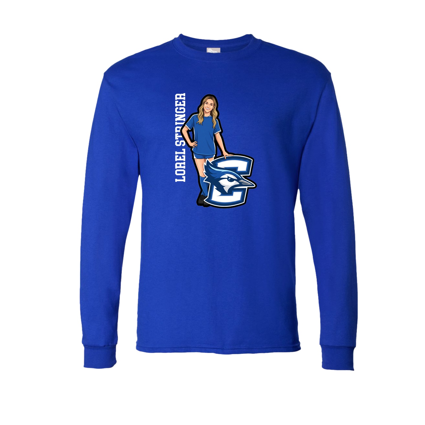 Long Sleeve Tee — Name Vertical in Royal