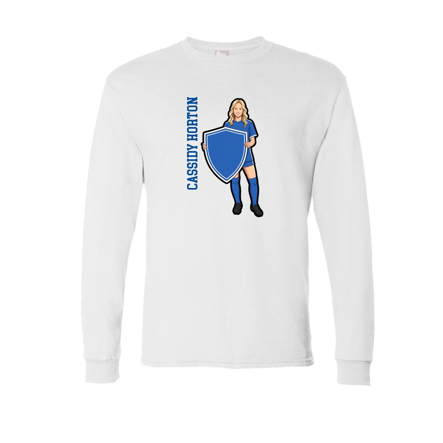 Long Sleeve Tee — Name Vertical in White
