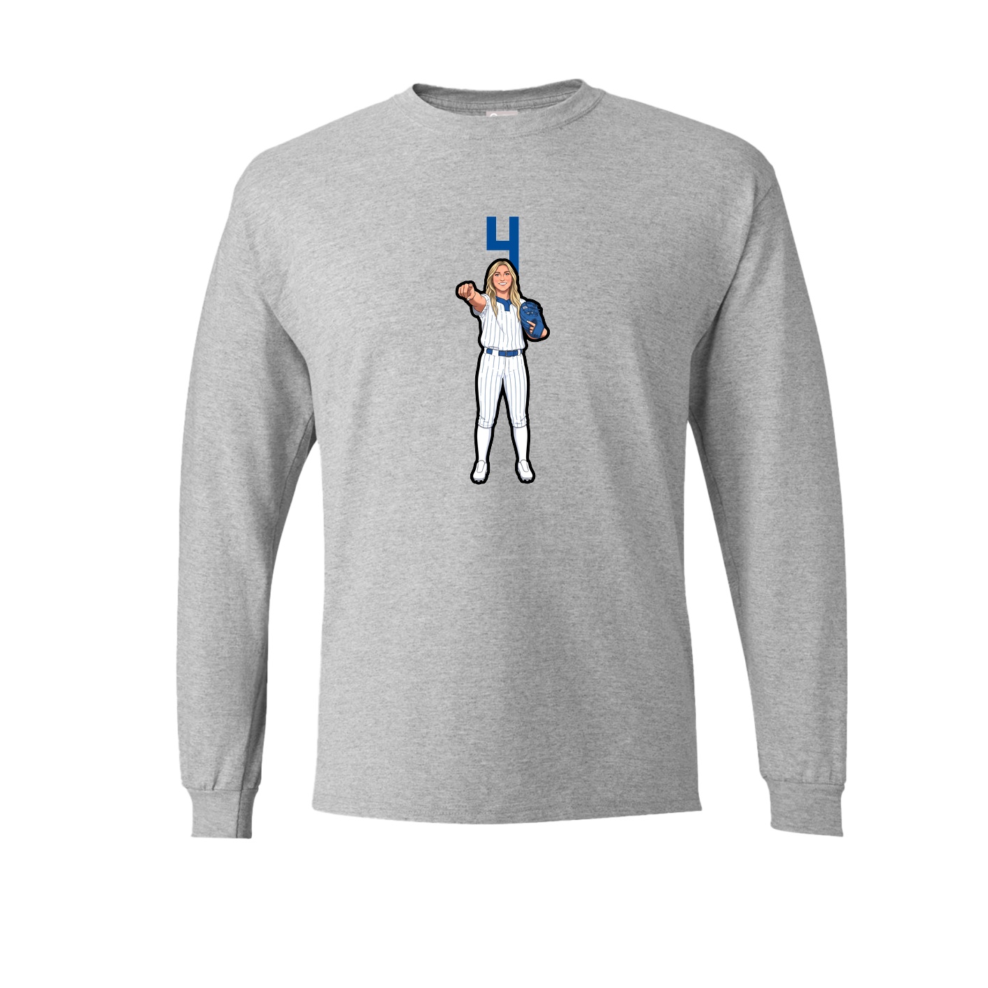 Long Sleeve Tee — Number Top in Grey
