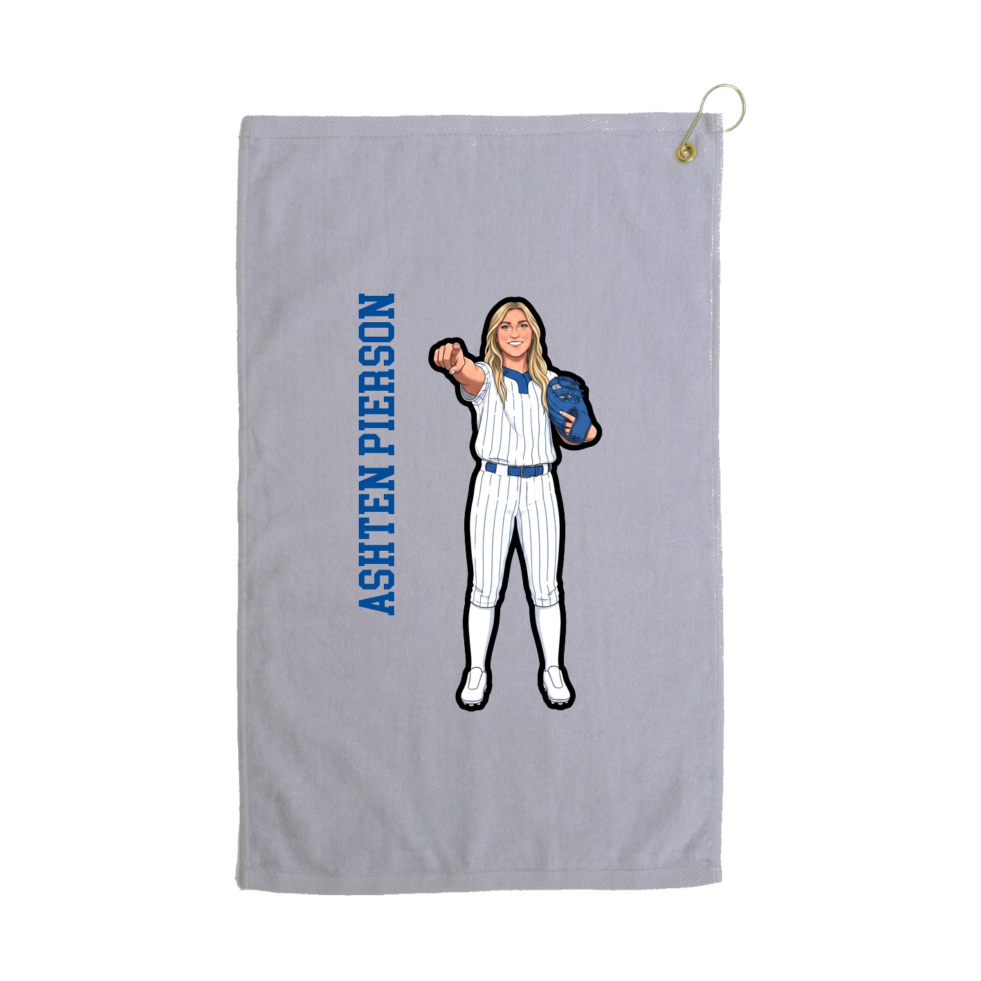 Golf Towel — Name Vertical in Grey