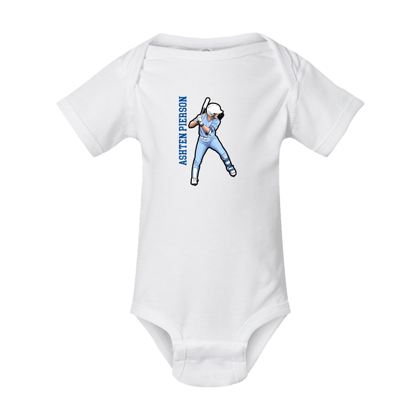 Baby Onesie — Name Vertical in White