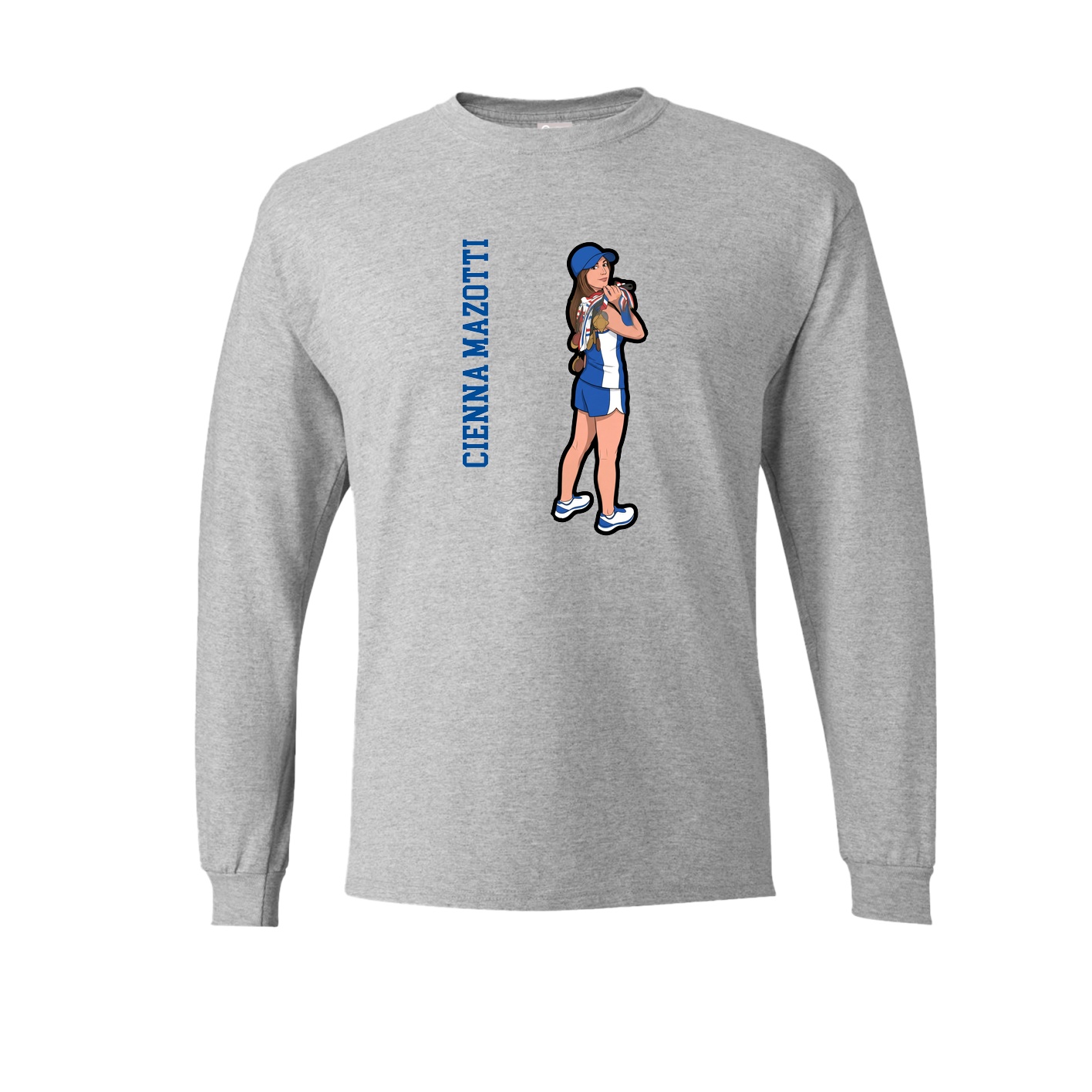 Long Sleeve Tee — Name Vertical in Grey