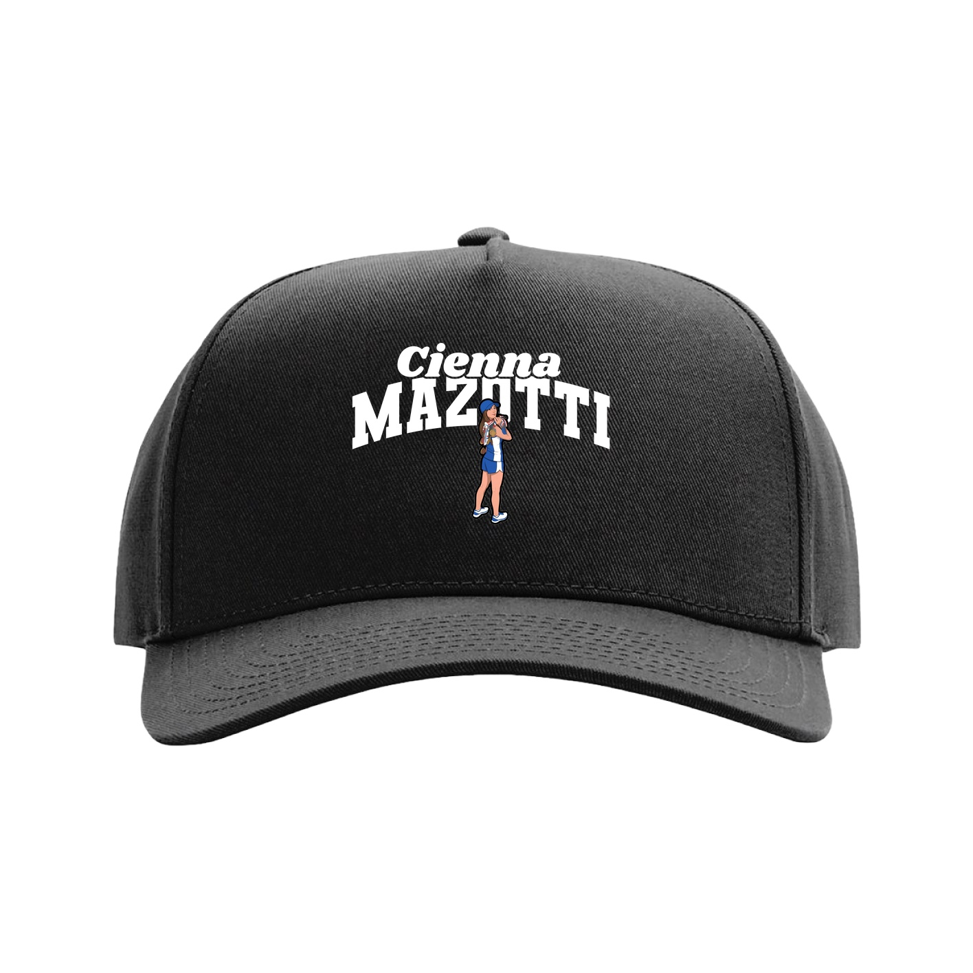 Full Fabric Five-Panel Champ Cap — Signature Arch in Black