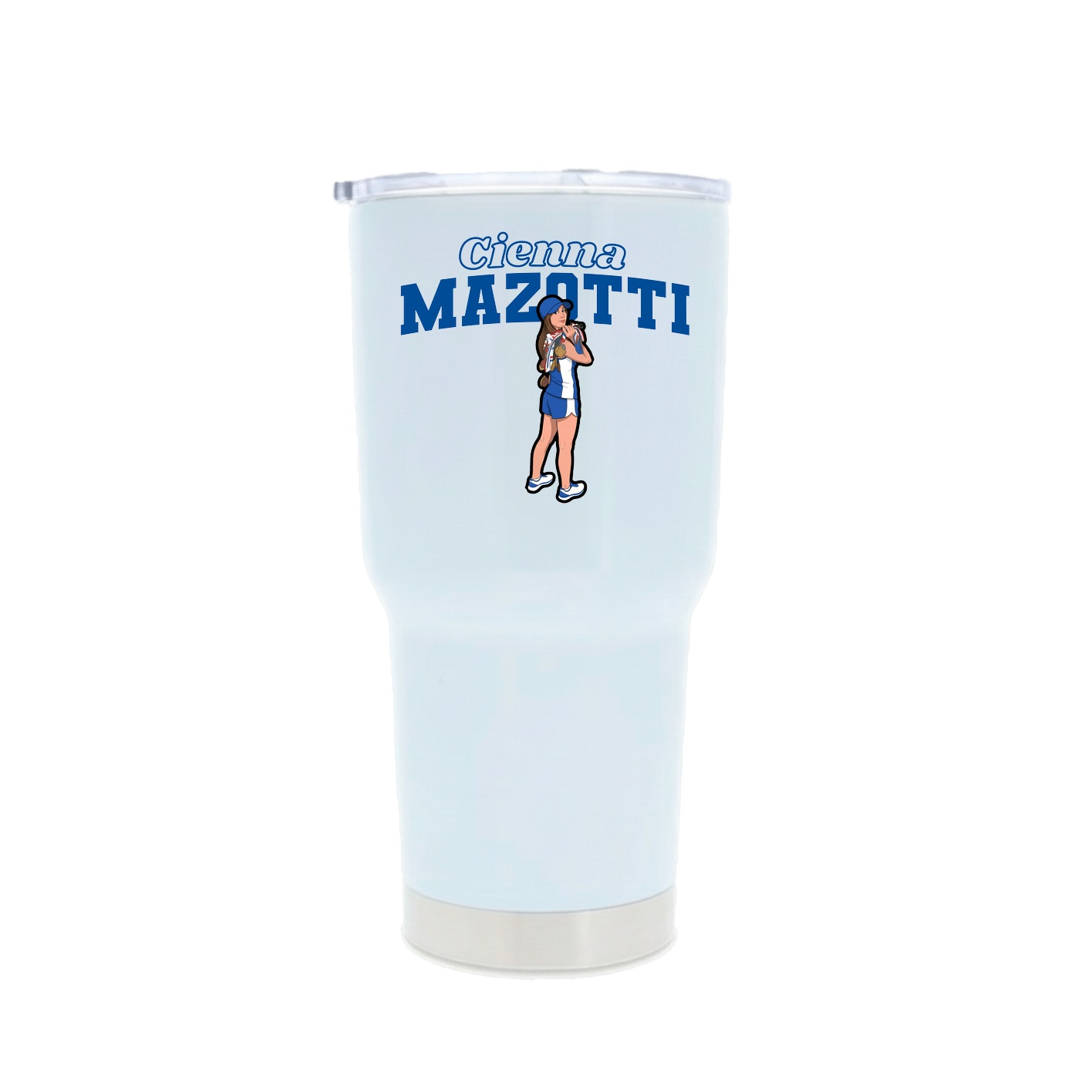 30oz Stainless Steel Tumbler — Name Arch in White
