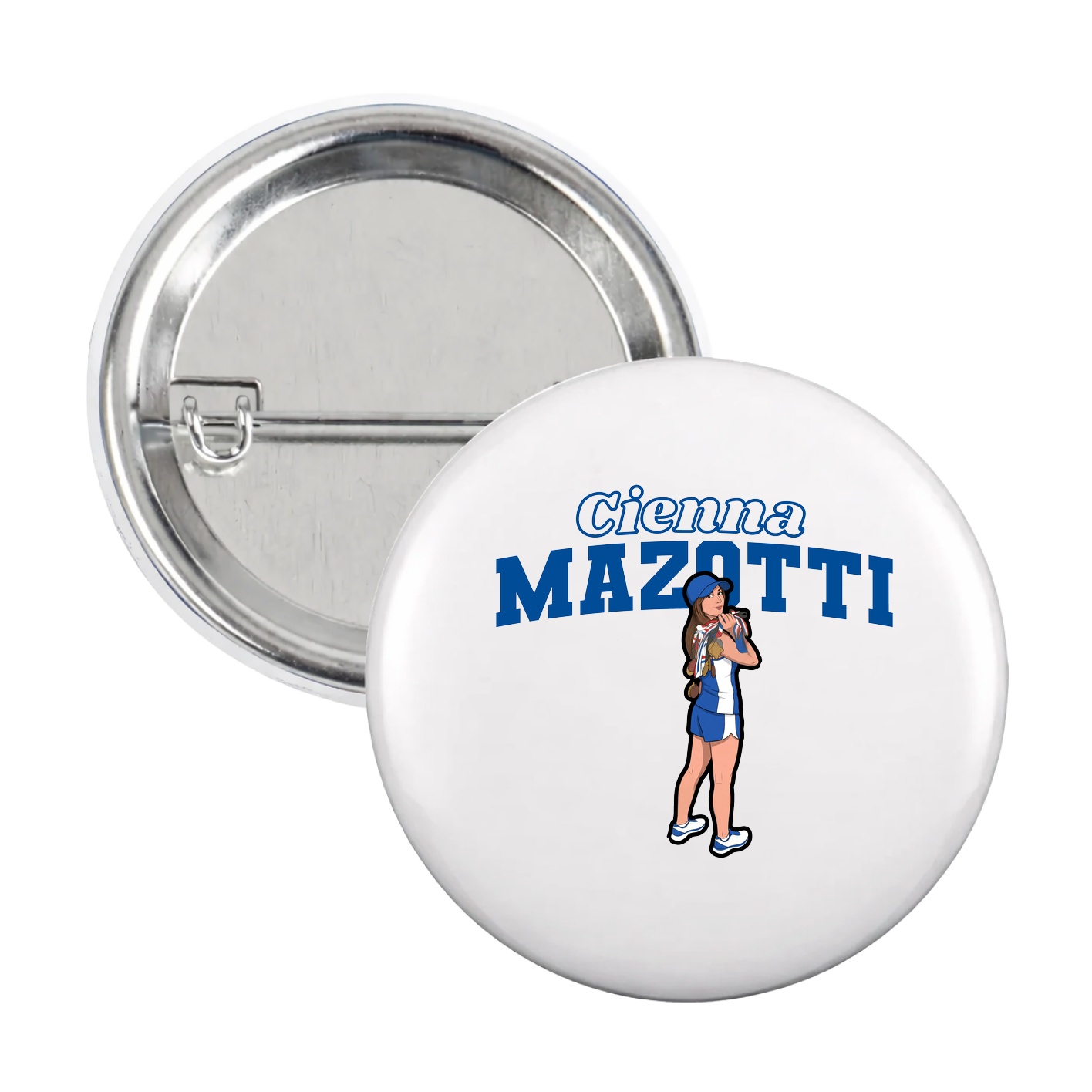Game Day Button — Name Arch in White