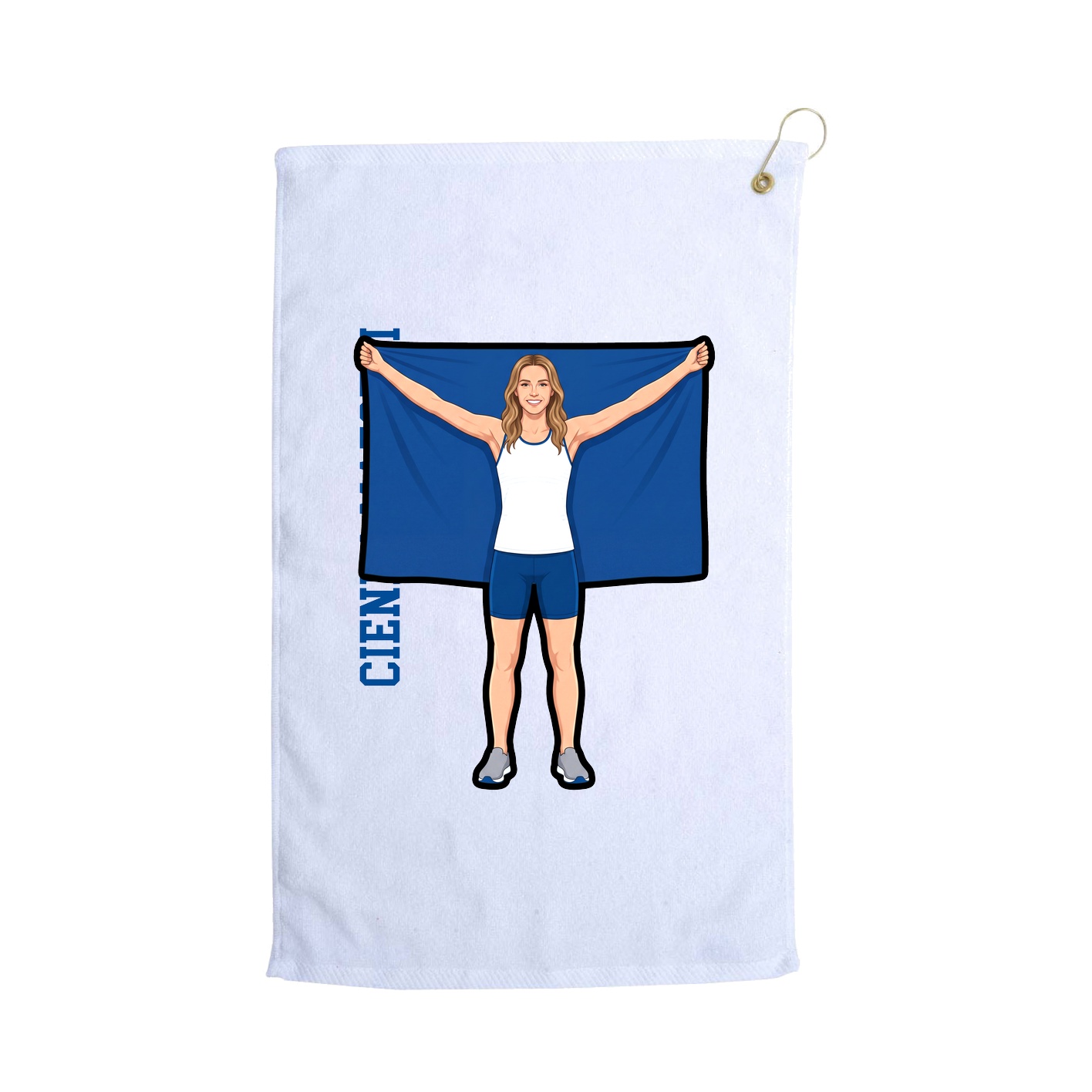 Golf Towel — Name Vertical in White
