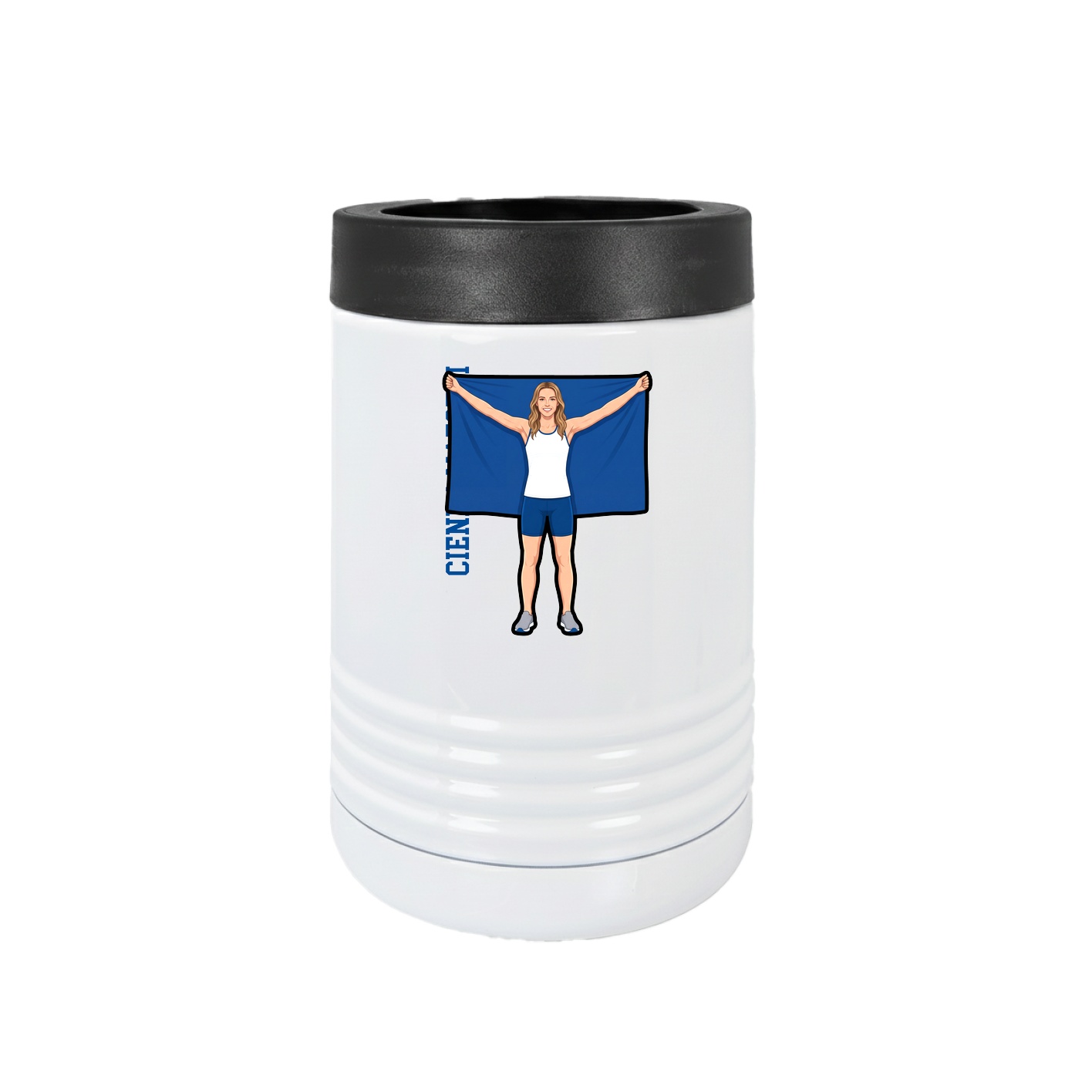 Beverage Holder — Name Vertical in White