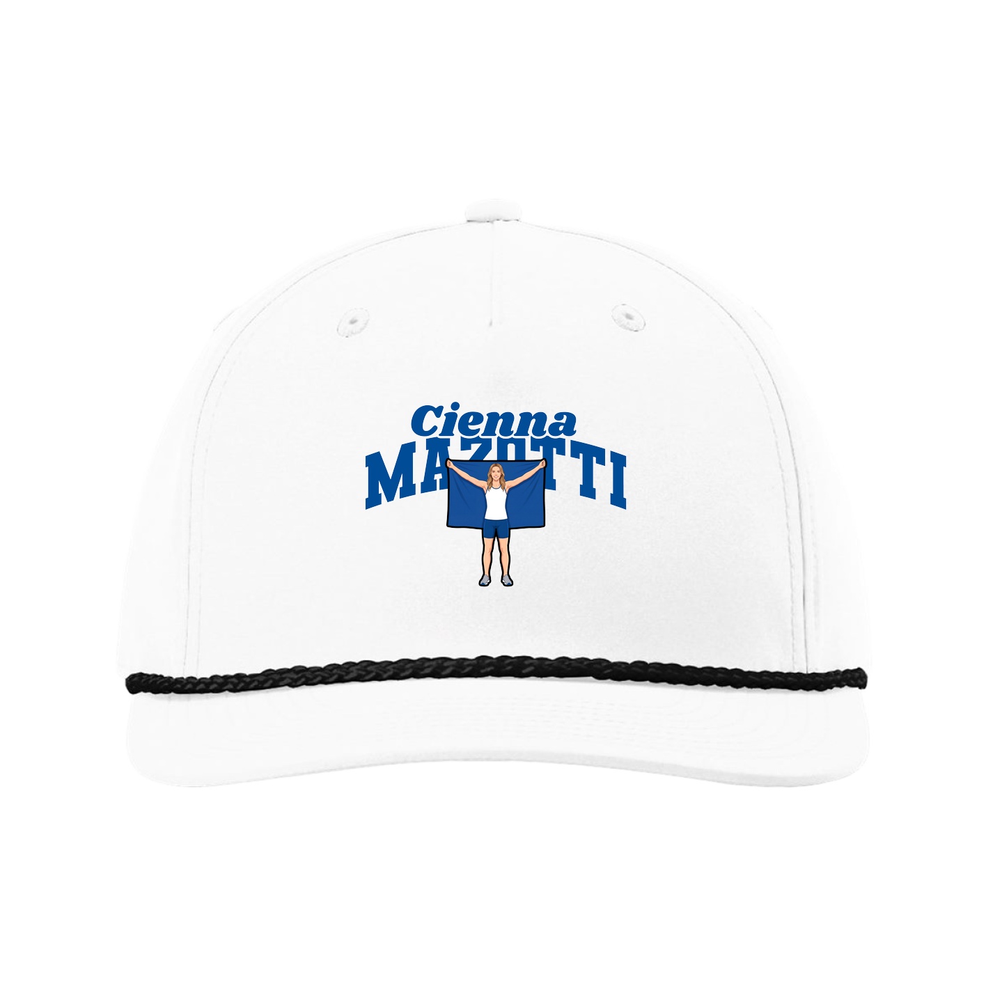 Five-Panel Classic Rope Cap — Signature Arch in White