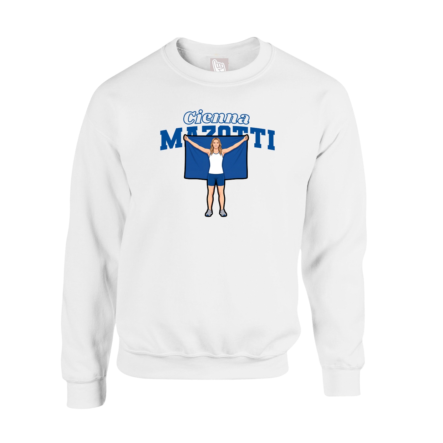 Fleece Crew — Name Arch in White
