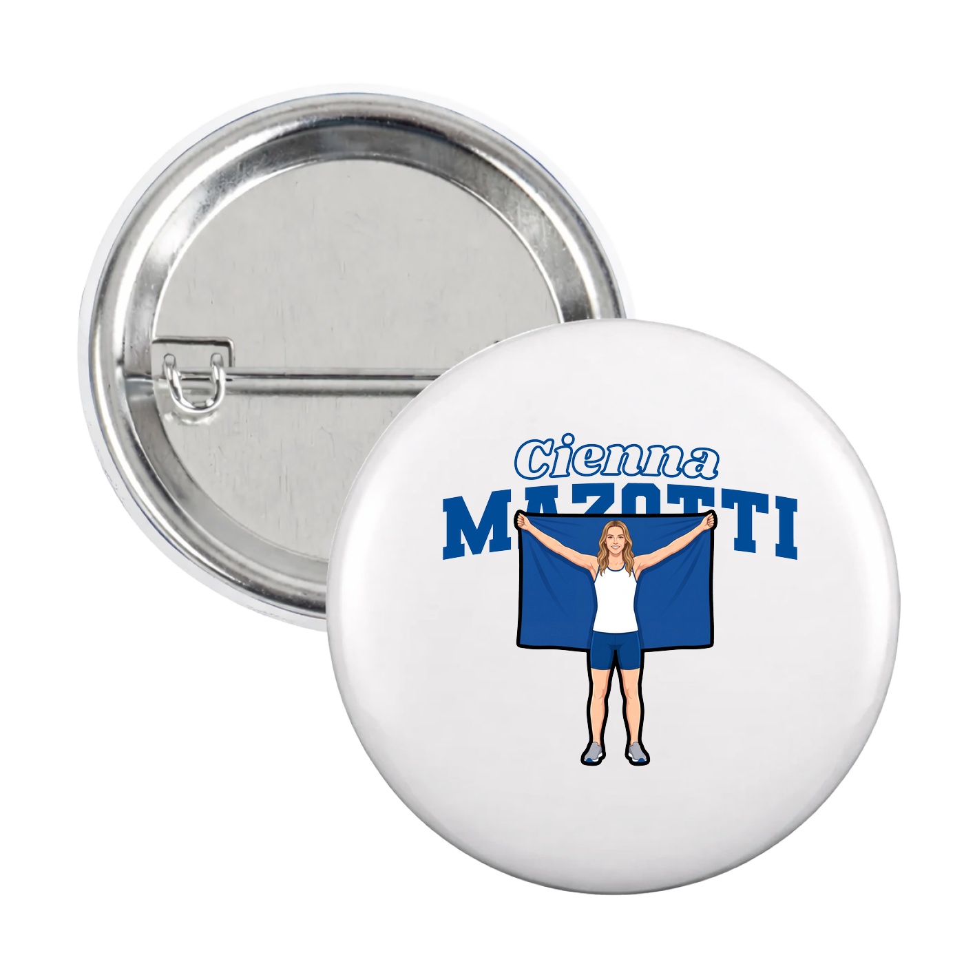 Game Day Button — Name Arch in White