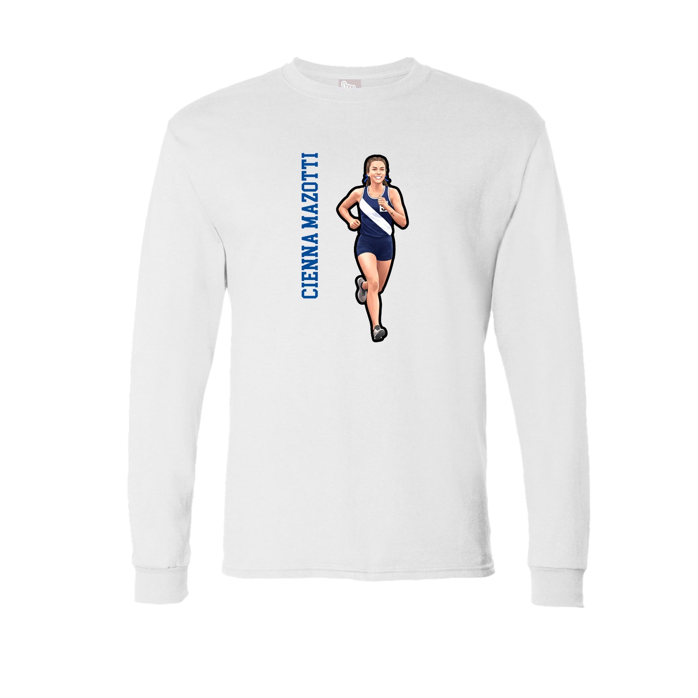 Long Sleeve Tee — Name Vertical in White