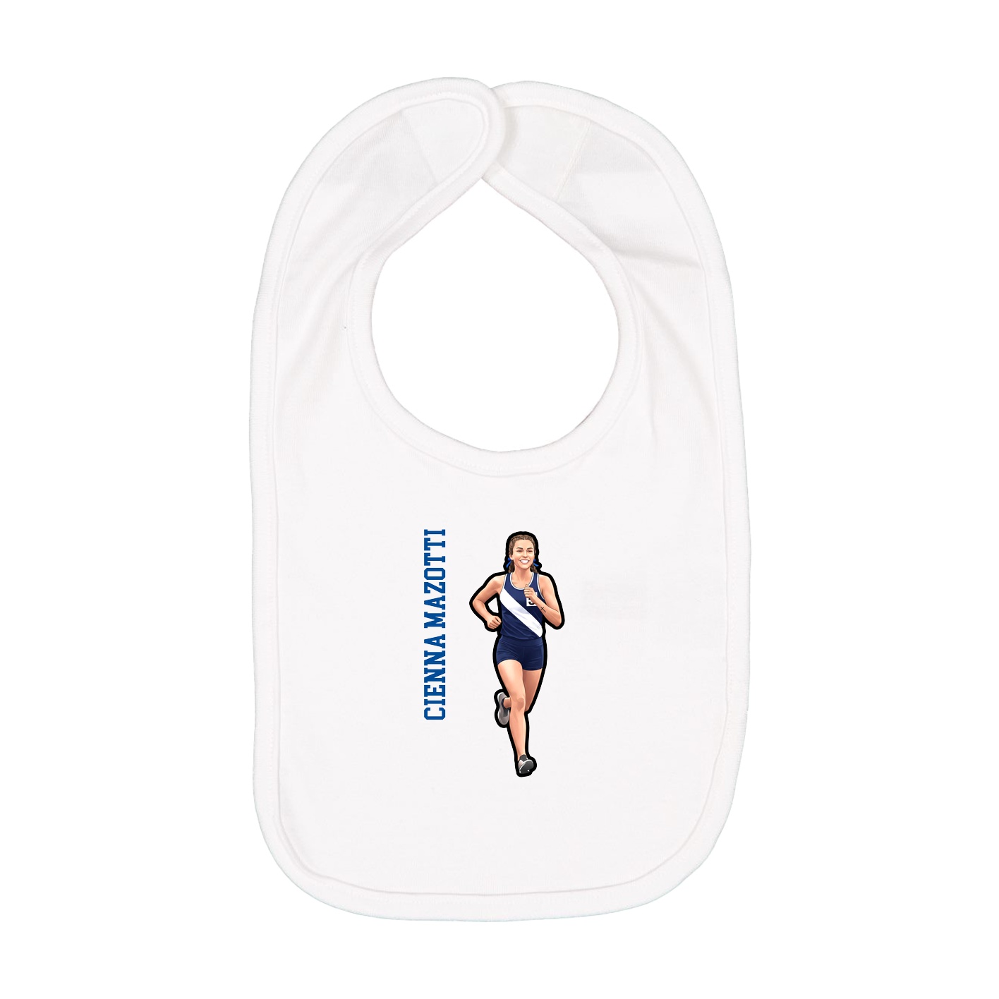 Infant Bib — Name Vertical in White