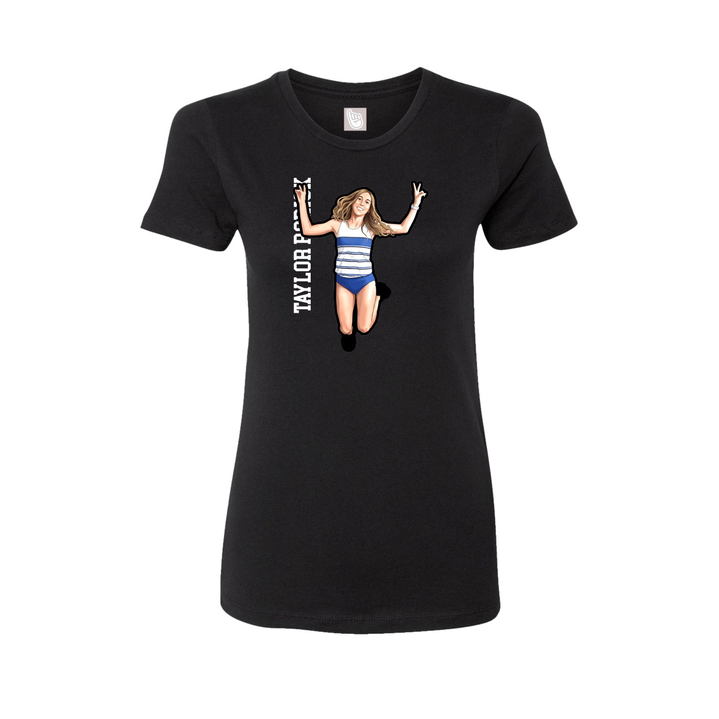 Fitted Women's Tee — Name Vertical in Black