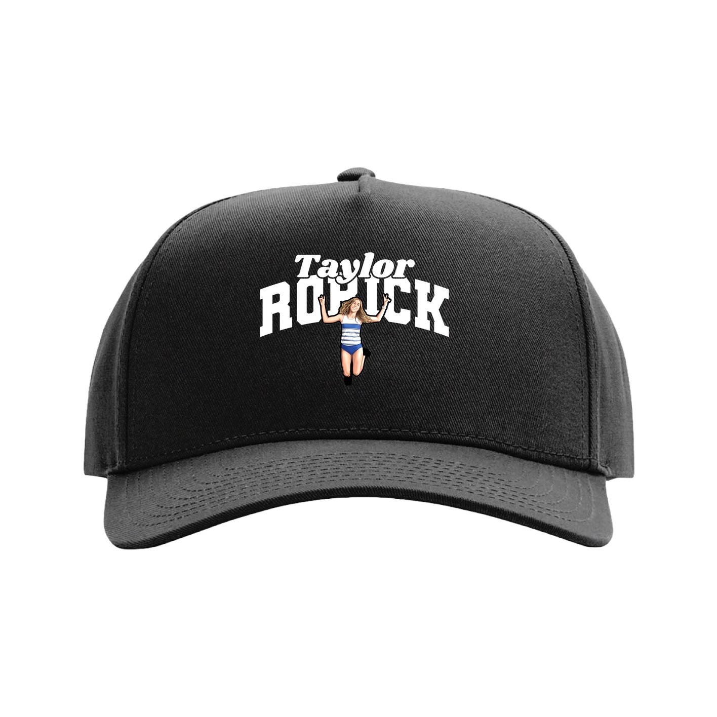 Full Fabric Five-Panel Champ Cap — Signature Arch in Black