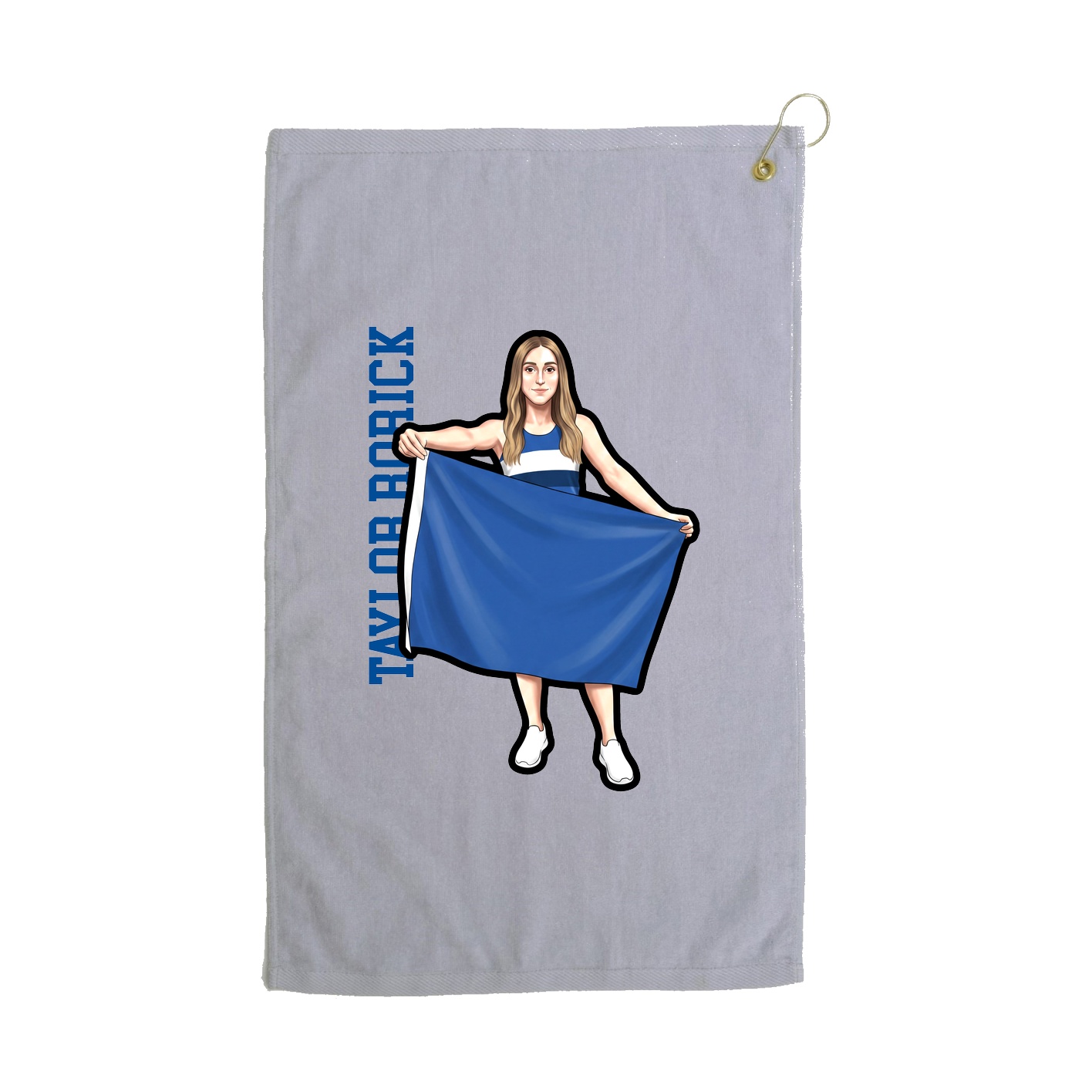 Golf Towel — Name Vertical in Grey