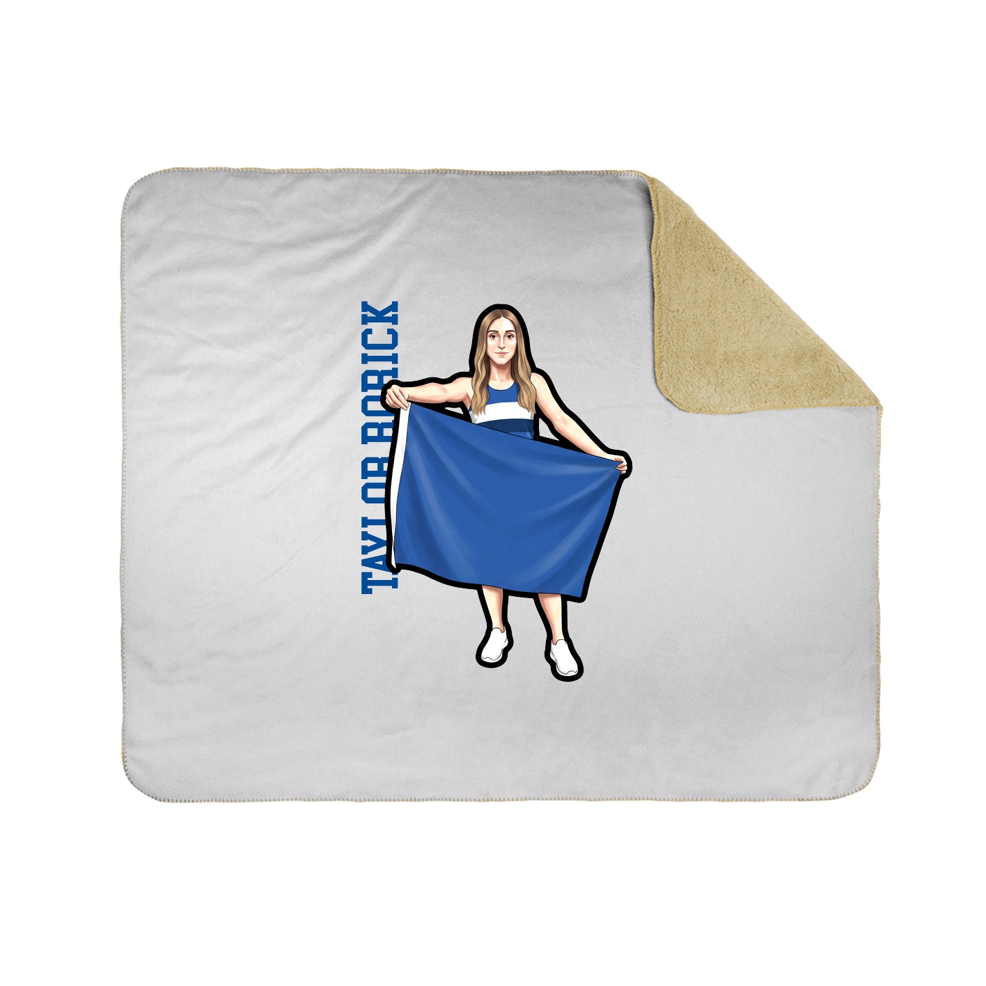 Throw Blanket — Name Vertical in White