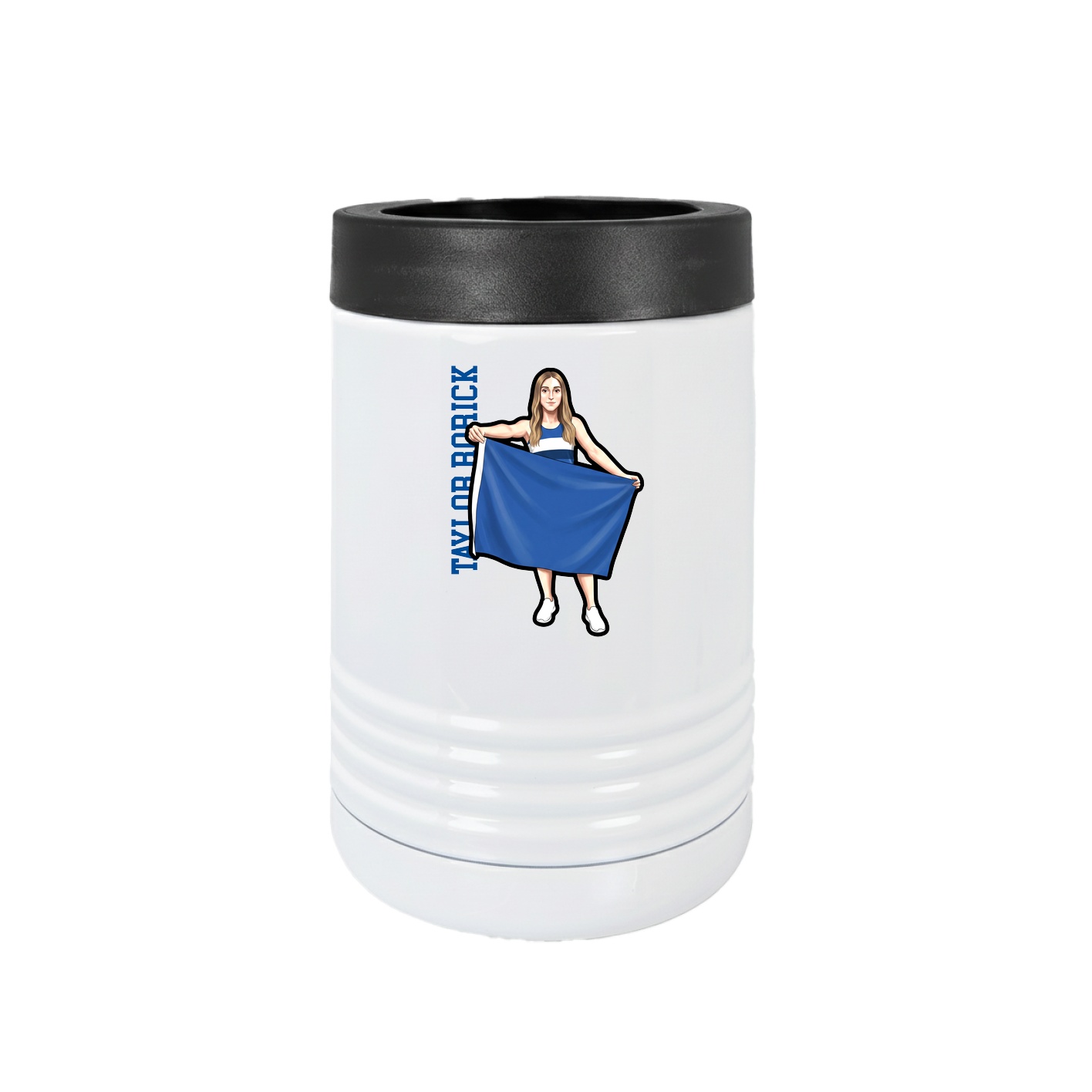 Beverage Holder — Name Vertical in White