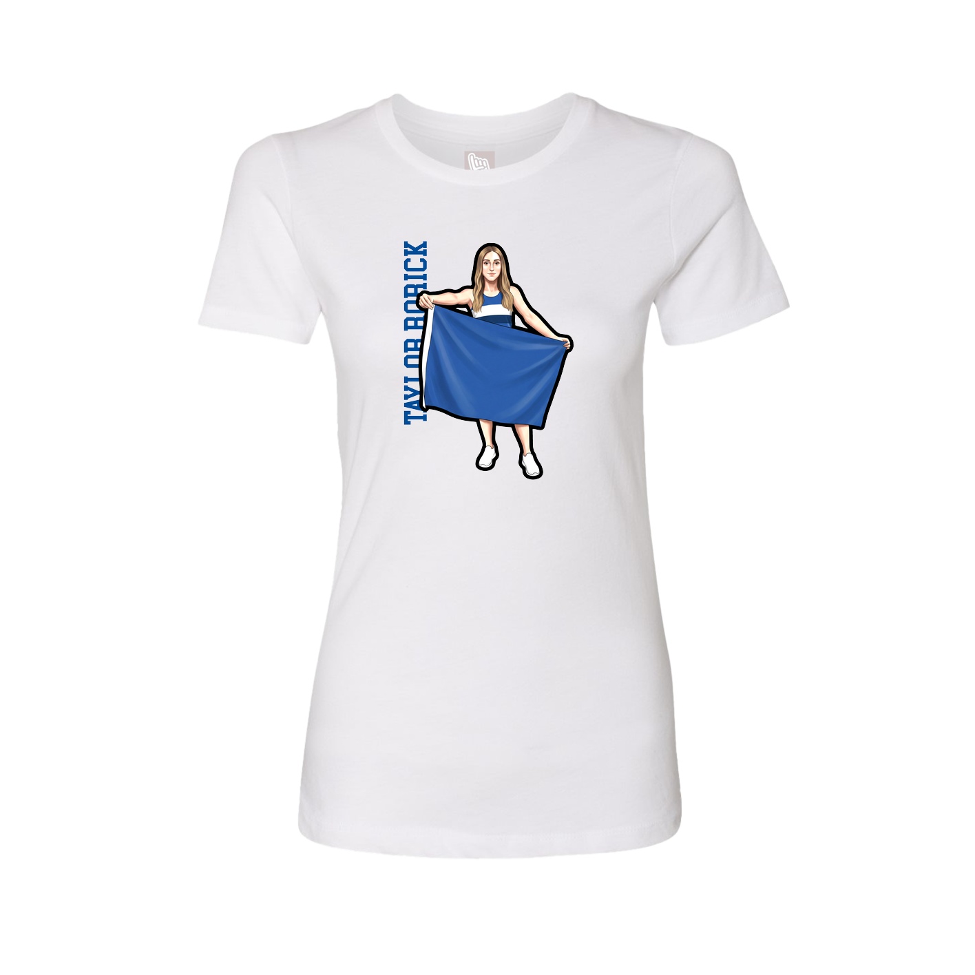 Fitted Women's Tee — Name Vertical in White