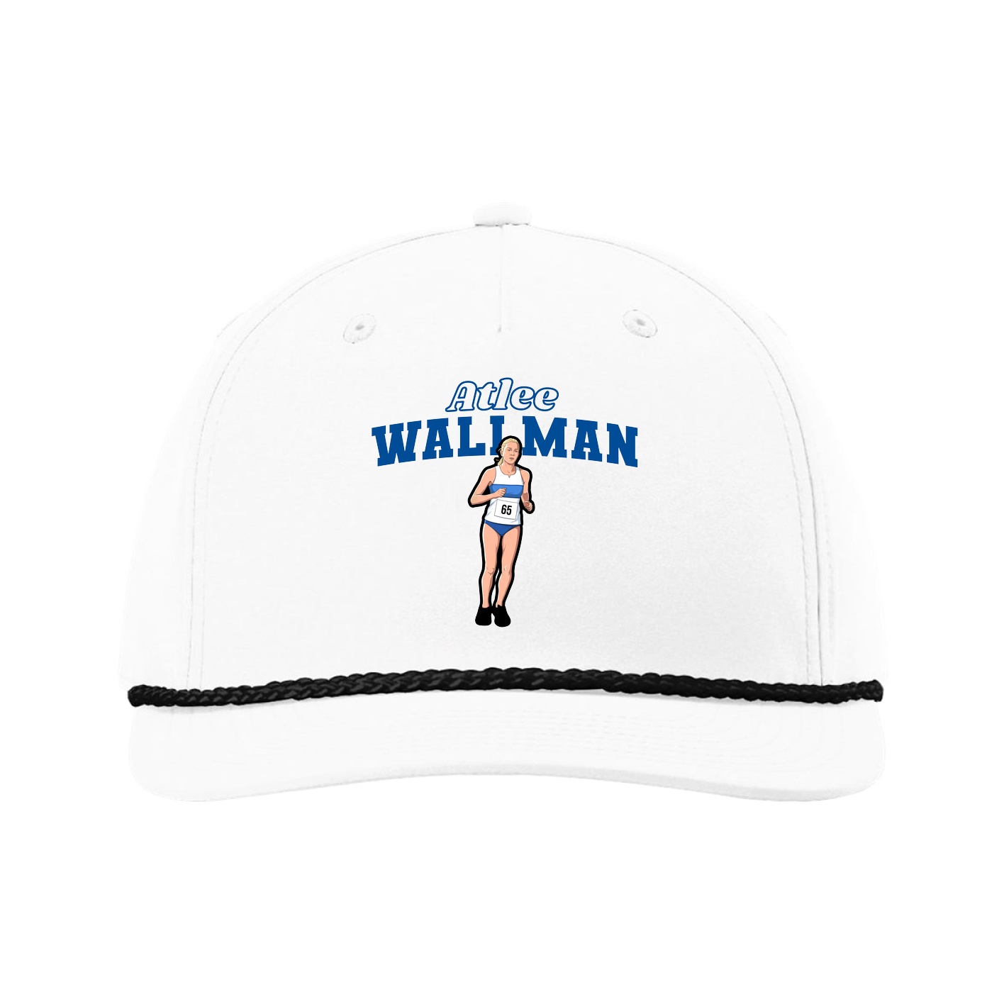 Five-Panel Classic Rope Cap — Name Arch in White
