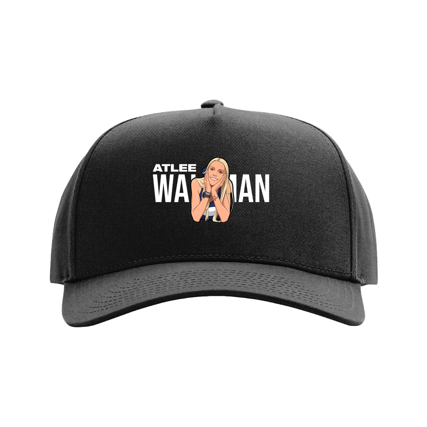 Full Fabric Five-Panel Champ Cap — Player Name in Black