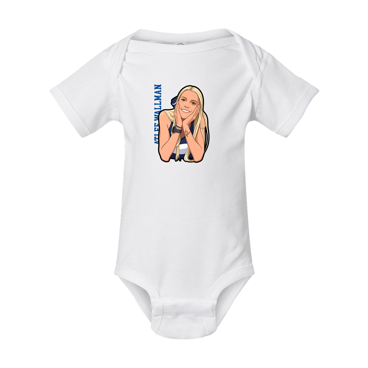 Baby Onesie — Name Vertical in White