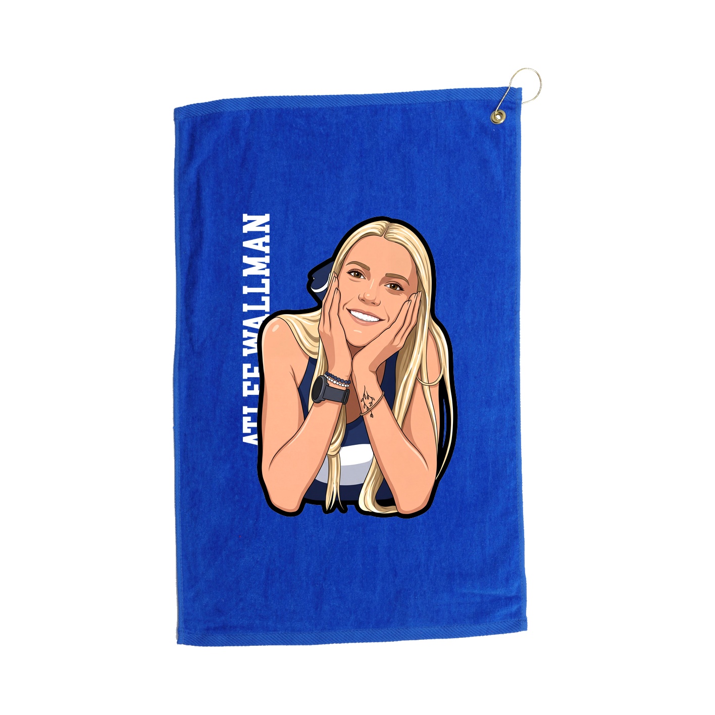 Golf Towel — Name Vertical in Royal