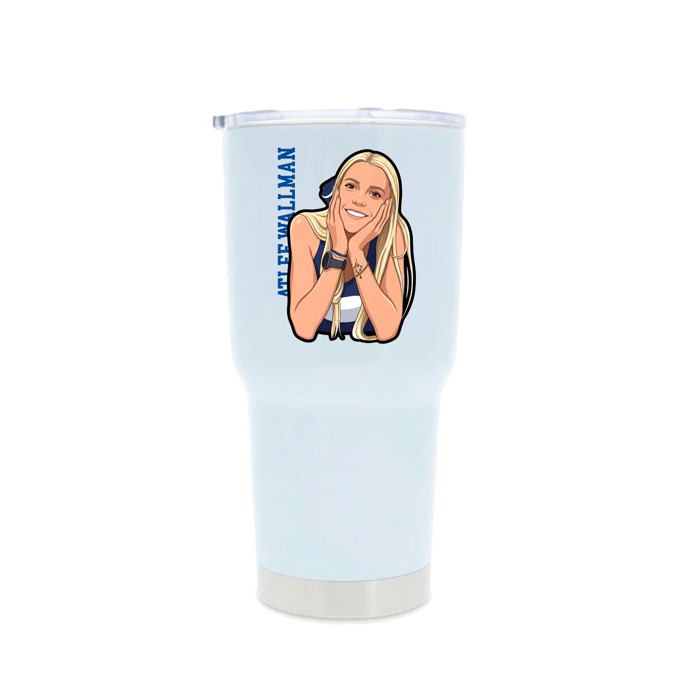 30oz Stainless Steel Tumbler — Name Vertical in White