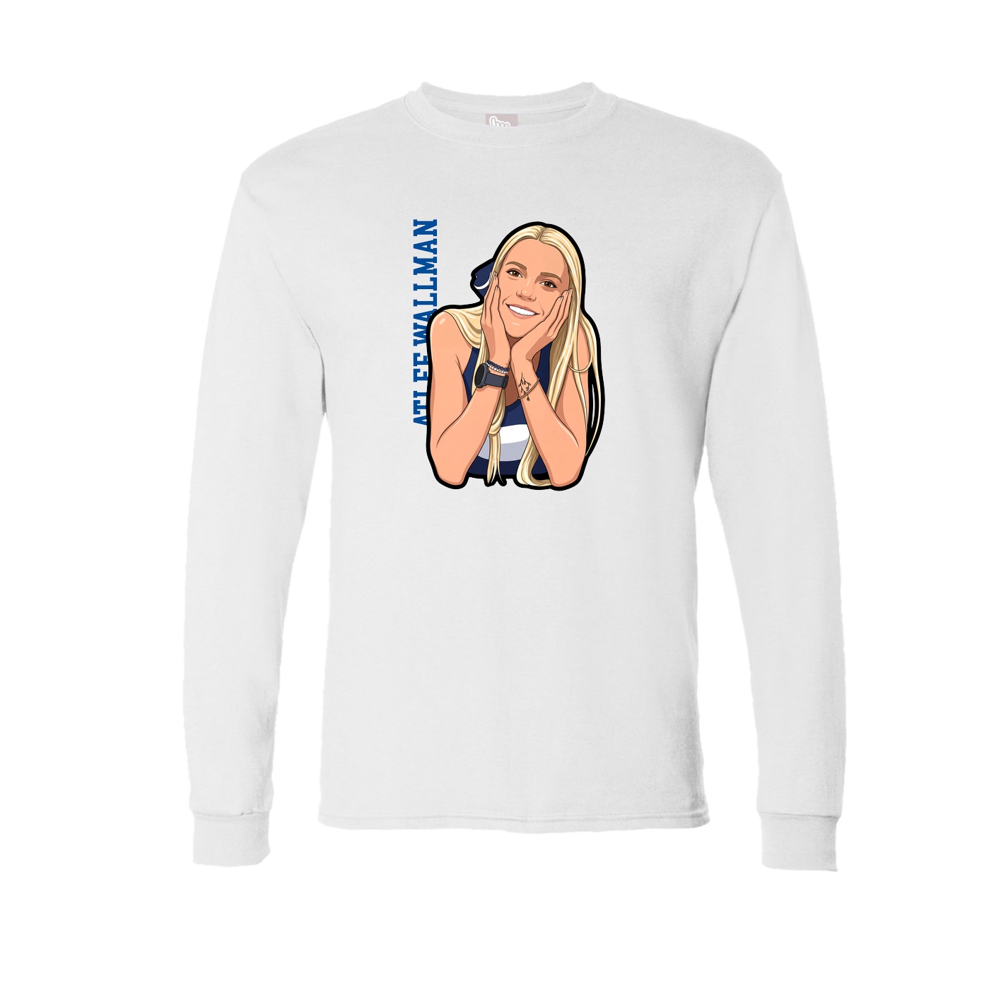 Long Sleeve Tee — Name Vertical in White