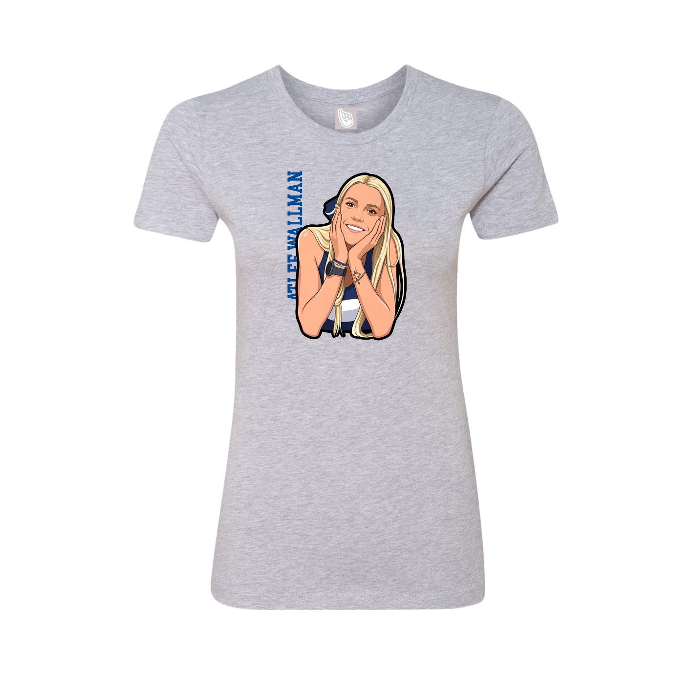 Fitted Women's Tee — Name Vertical in Grey